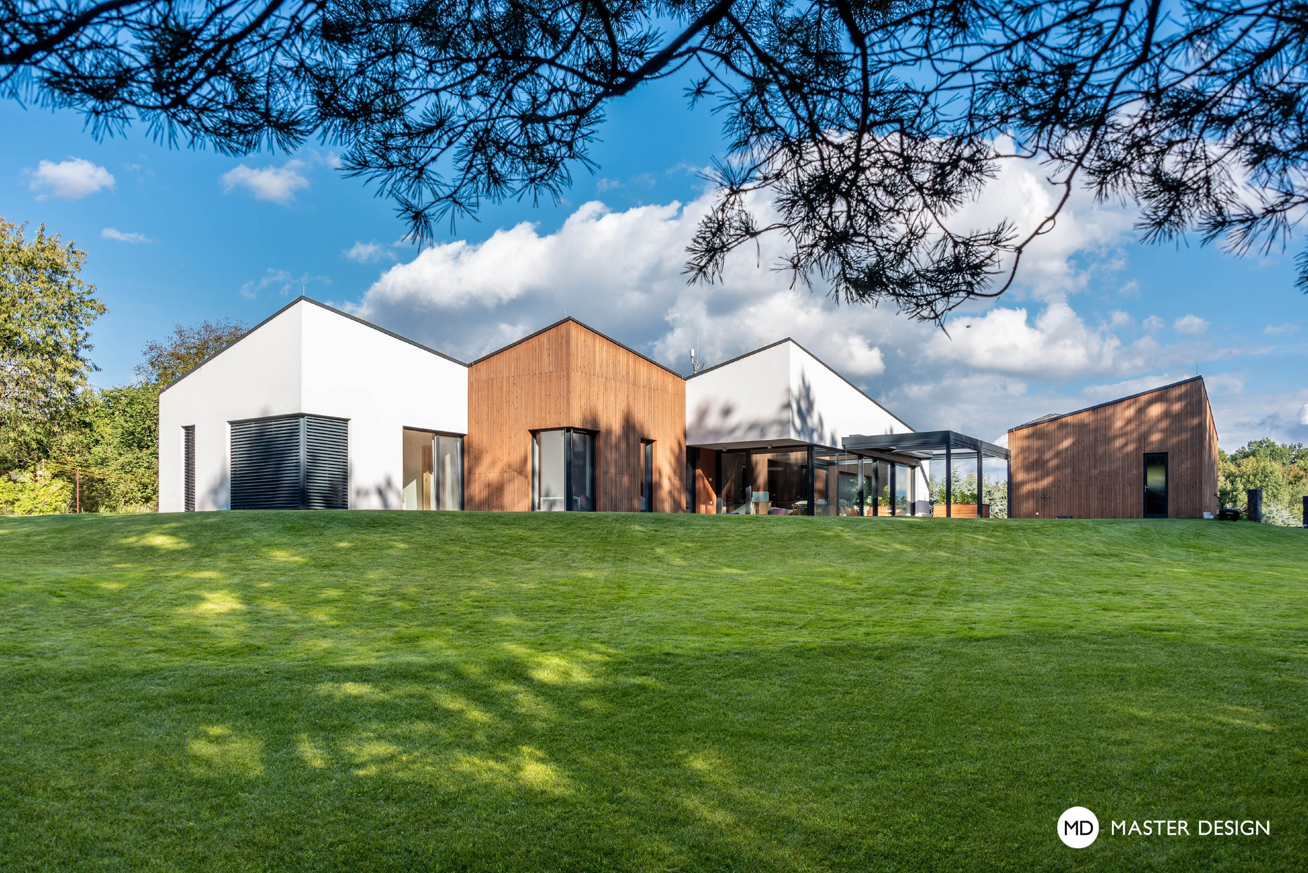 Bungalow by Forest with Wooden Cladding of the Facades - Krmelín - visualisation 8 Bungalow by Forest with Wooden Cladding of the Facades - Krmelín - visualisation 8