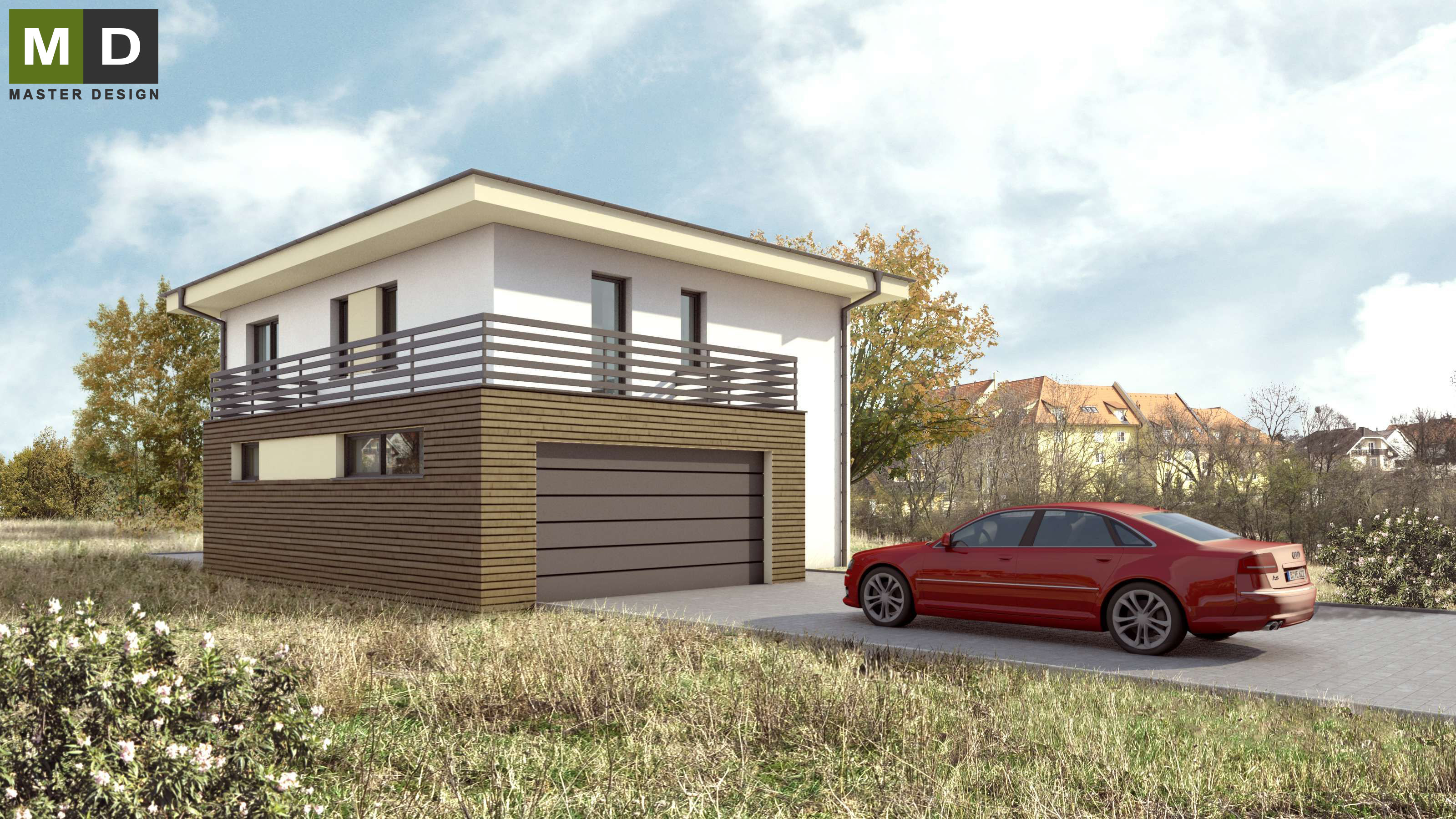 Dvougenerační nízkoenergetický dům s valbovou střechouPraha Dolní Chabry - vizualizace3 Dvougenerační nízkoenergetický dům s valbovou střechouPraha Dolní Chabry - vizualizace3