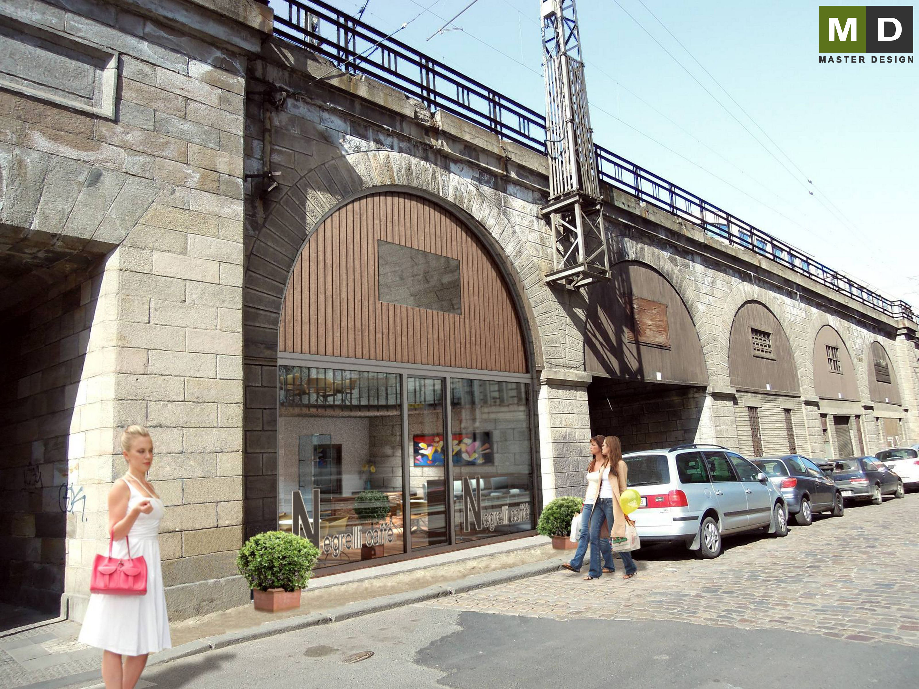 Cafe at the viaduct - Praha Karlín - main visualisation Cafe at the viaduct - Praha Karlín - main visualisation