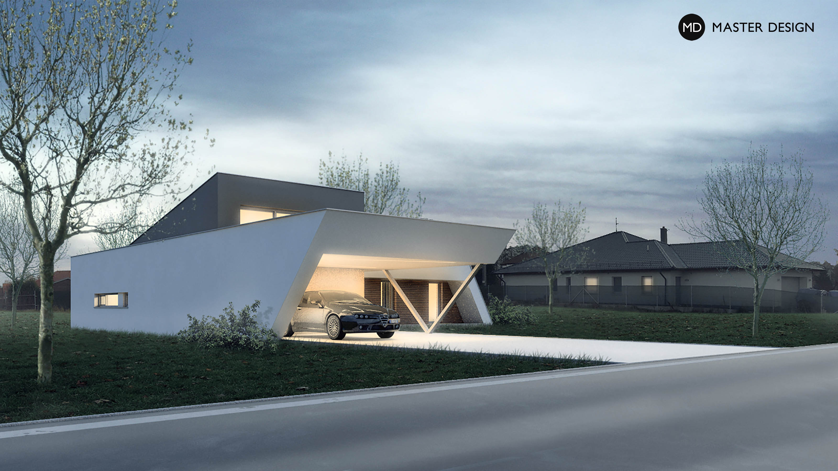 Elegant ground floor L-shaped bungalow with a flat roofPolanka nad Odrou - visualisation2 Elegant ground floor L-shaped bungalow with a flat roofPolanka nad Odrou - visualisation2