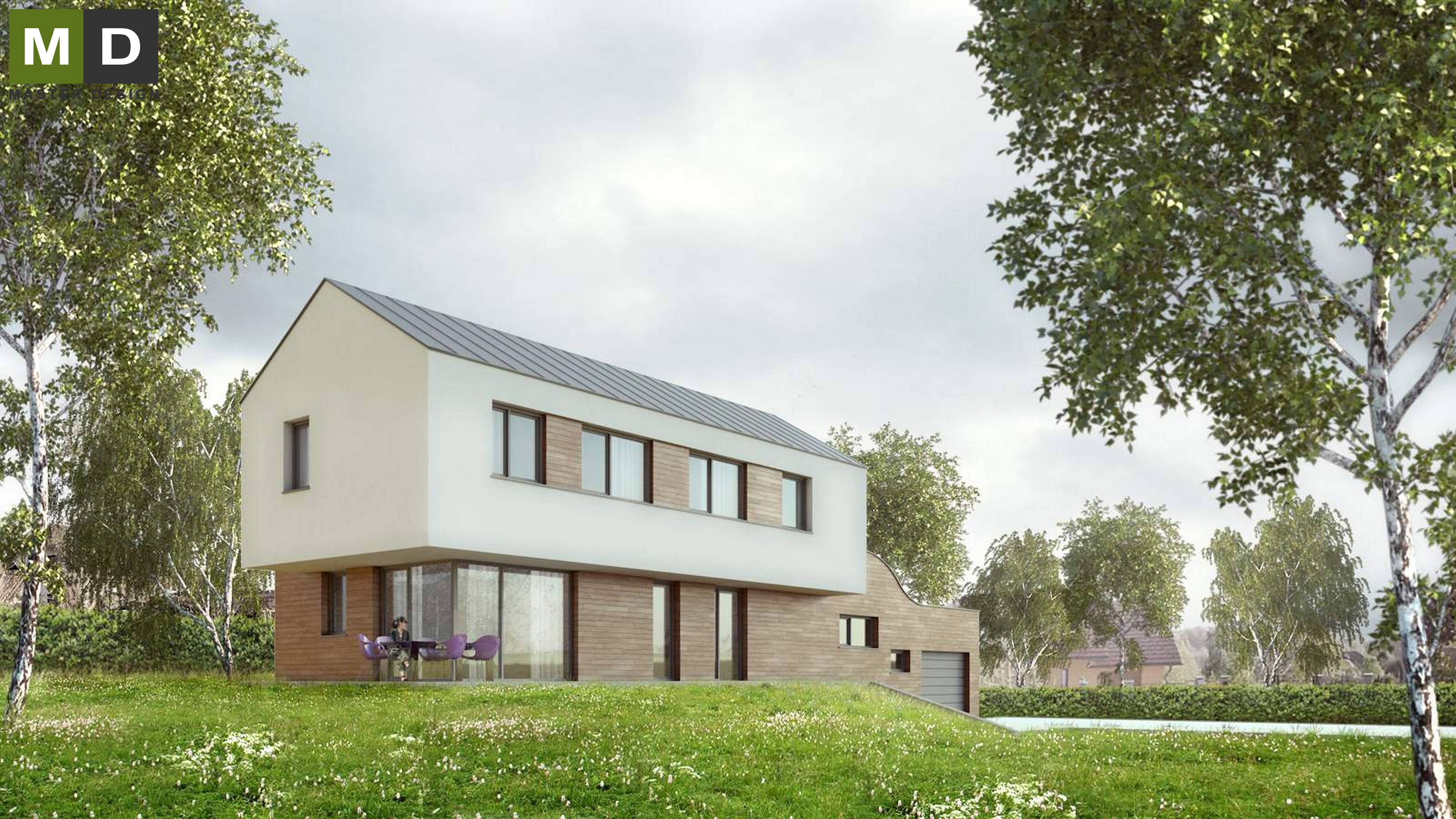 Low-energy house with a wave and atticKrmelín u Ostravy - visualisation2 Low-energy house with a wave and atticKrmelín u Ostravy - visualisation2