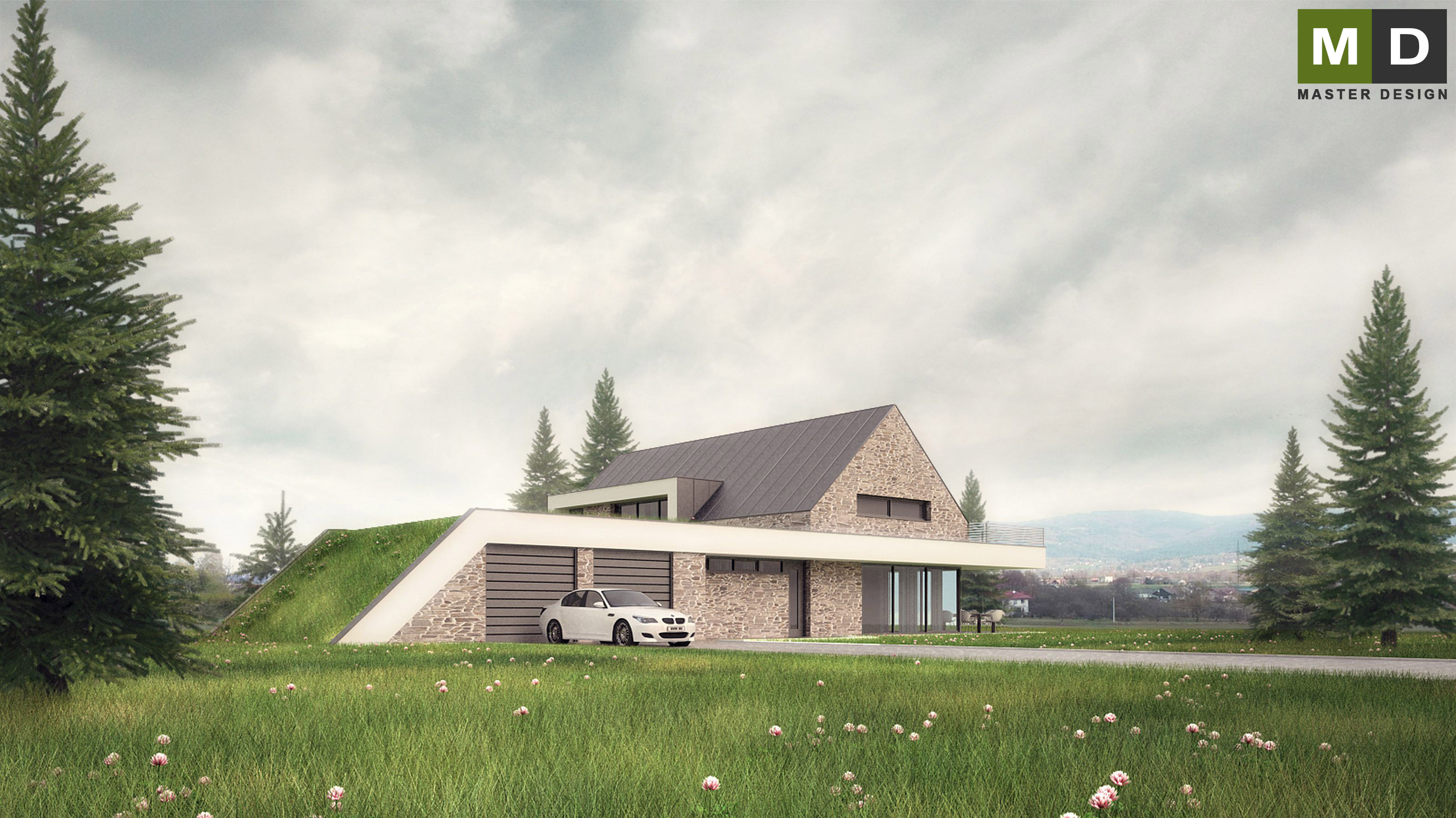 Luxury low energy house in a mountainous landscape - Bocanovice