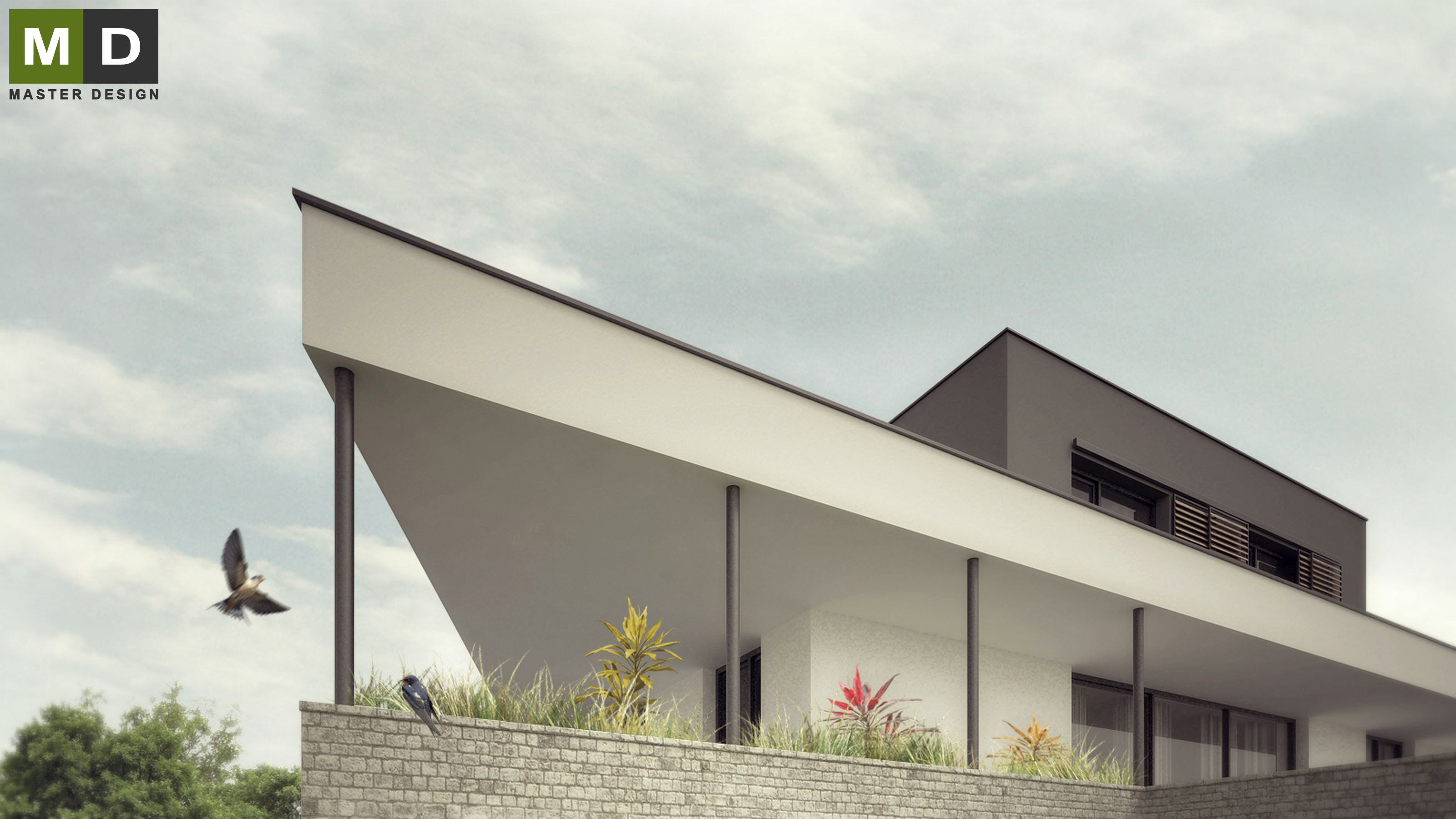 Low-cost house with a large covered terrace - Horní Soběšovice - visualisation 3 Low-cost house with a large covered terrace - Horní Soběšovice - visualisation 3