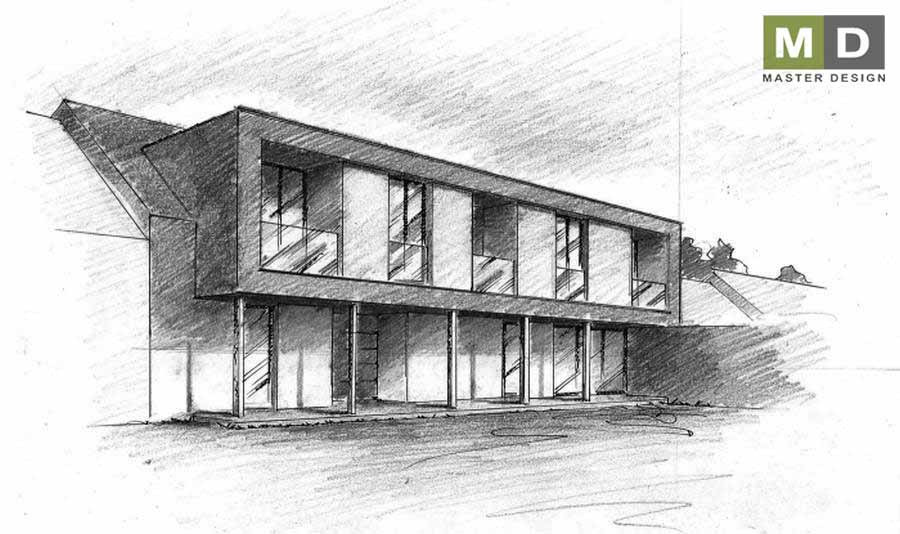 House in the gap between family houses from the early 20th century - Brno - main visualisation House in the gap between family houses from the early 20th century - Brno - main visualisation