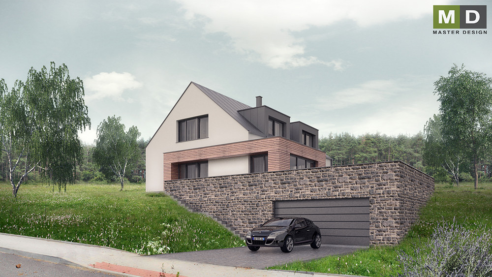 Low-energy house in the hillside with a gable roof - Hýskov u Berouna