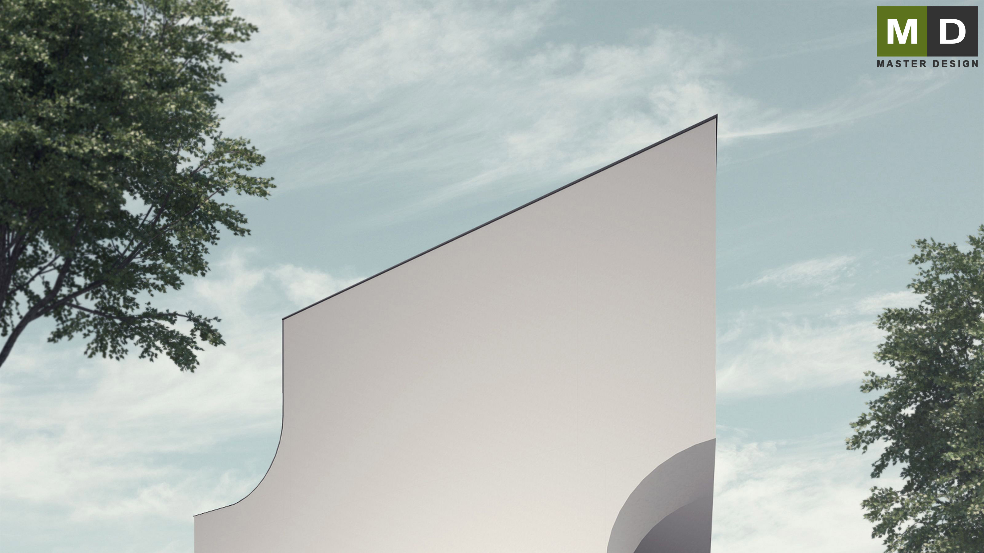 White low-energy house with a flat roofPraha Dolní Chabry - visualisation4 White low-energy house with a flat roofPraha Dolní Chabry - visualisation4