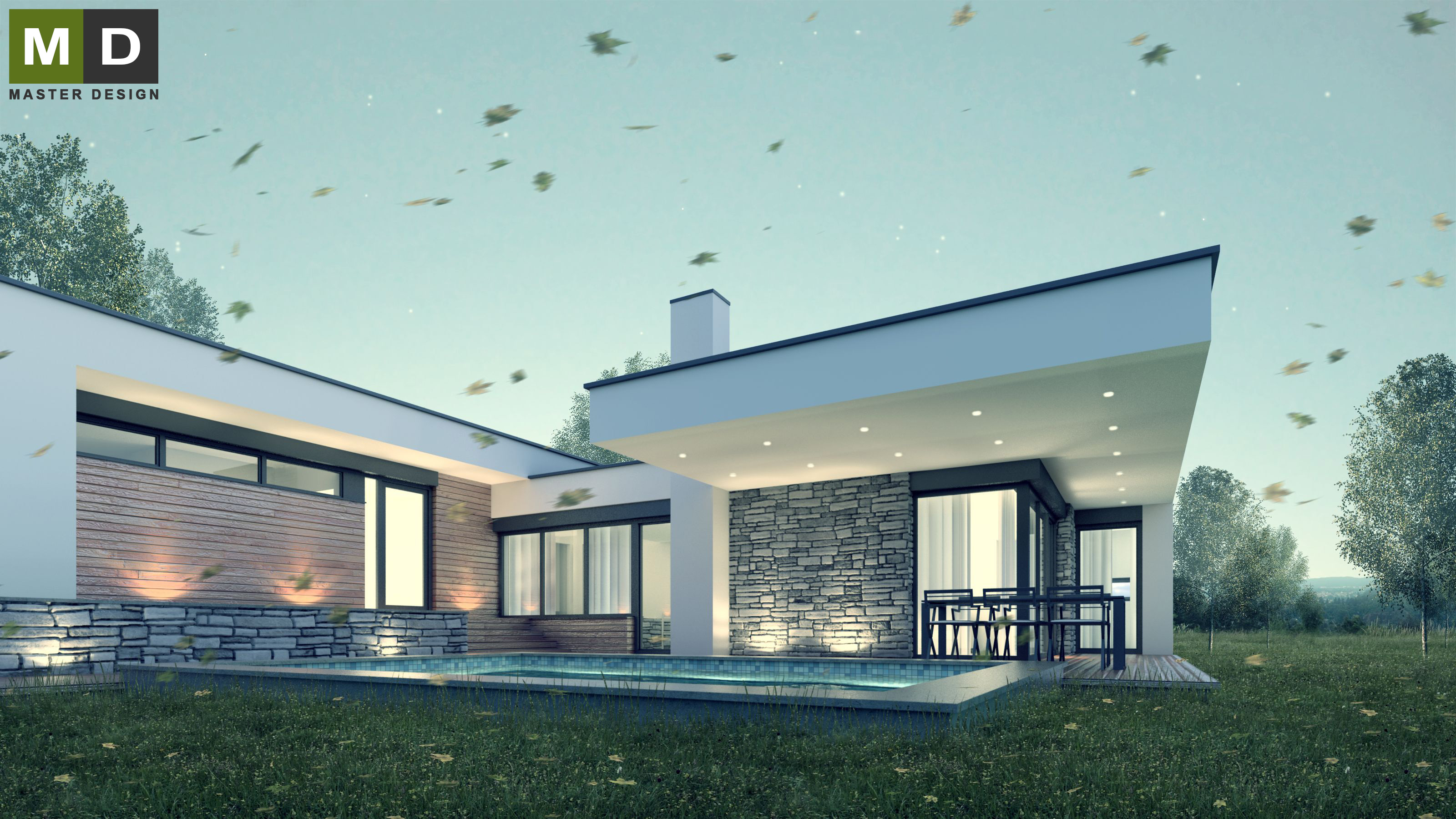 Luxury low energy bungalow with garage - Černošice - main visualisation Luxury low energy bungalow with garage - Černošice - main visualisation