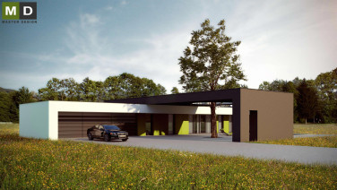 Luxury L-shaped bungalow with a flat roof and a swimming pool - Kolín - preview