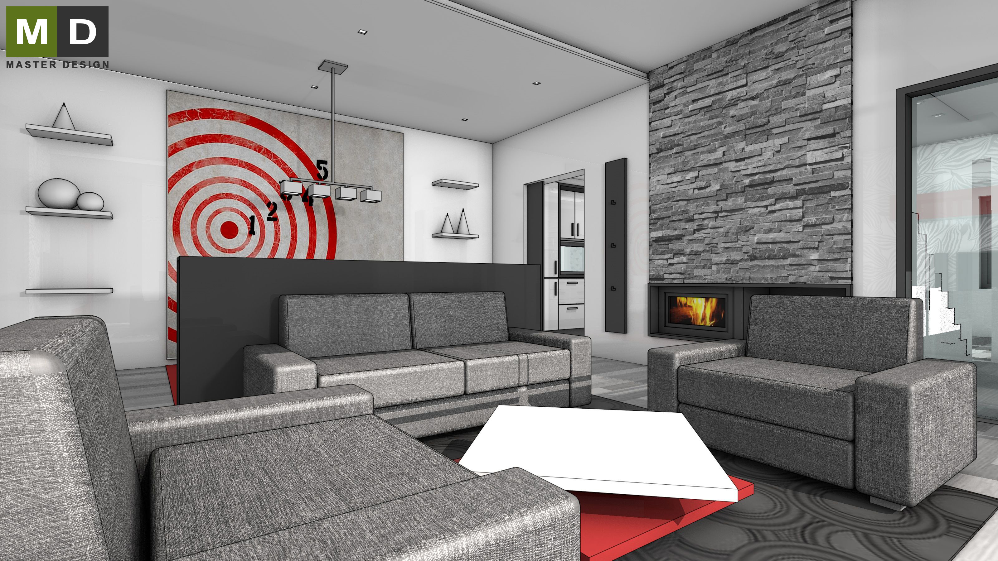 Family house interior - Praha Čestlice - visualisation 3 Family house interior - Praha Čestlice - visualisation 3