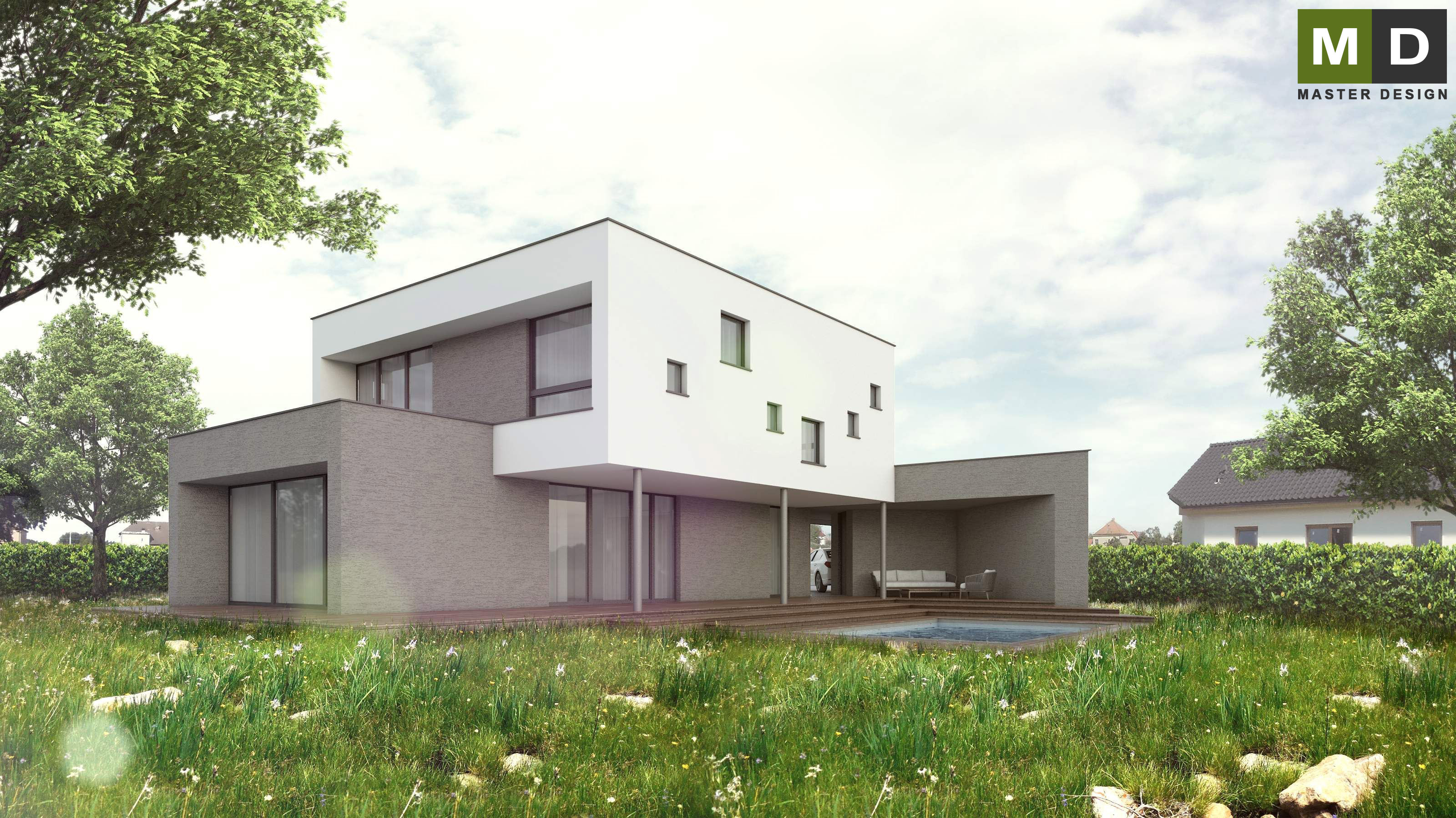 Modern economic house made of containers with covered terrace - Lázně Bohdaneč