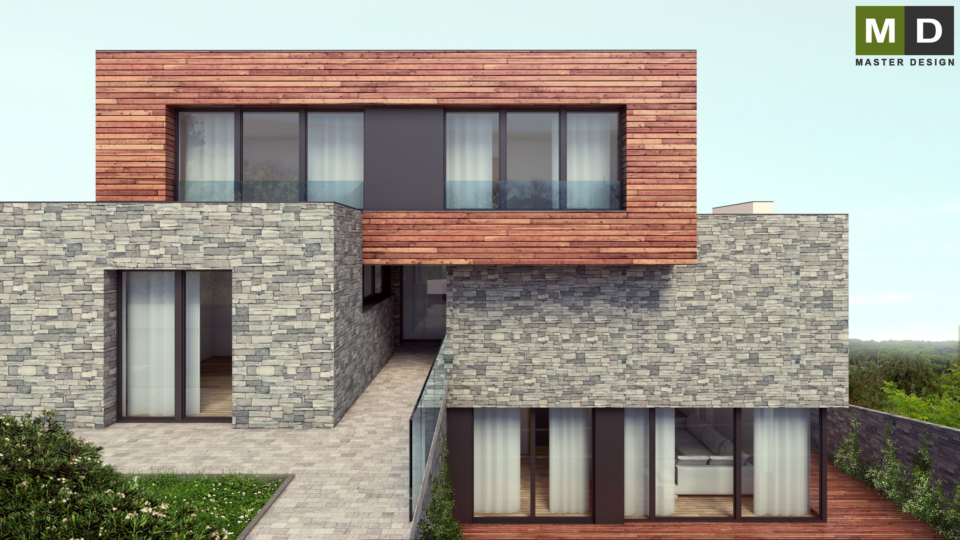 Luxury house on a slope with wood panelingPraha Hloubětín - visualisation4 Luxury house on a slope with wood panelingPraha Hloubětín - visualisation4