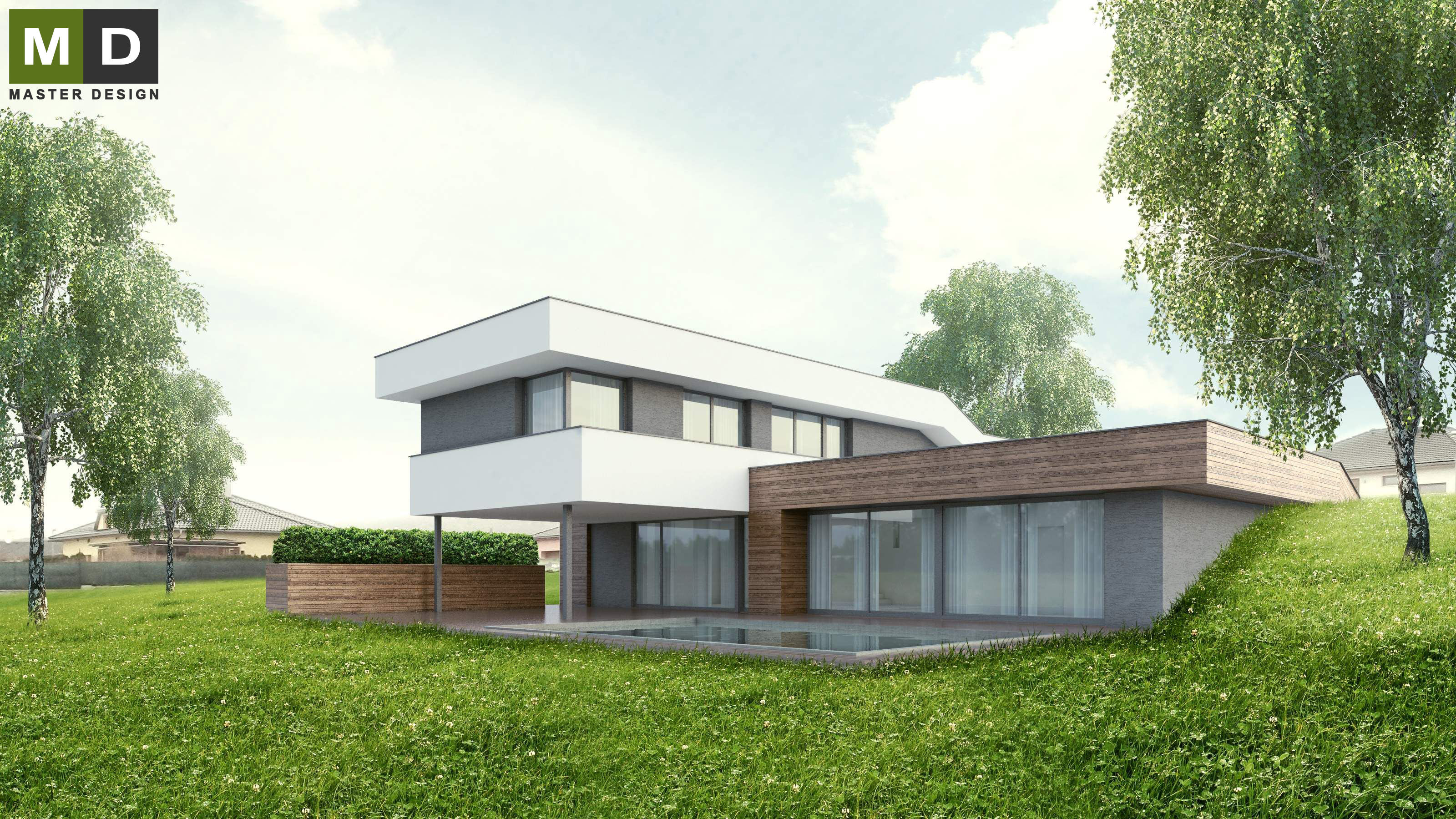 Low-energy house reacting to the terrain relief - Ústí nad Labem - main visualisation Low-energy house reacting to the terrain relief - Ústí nad Labem - main visualisation