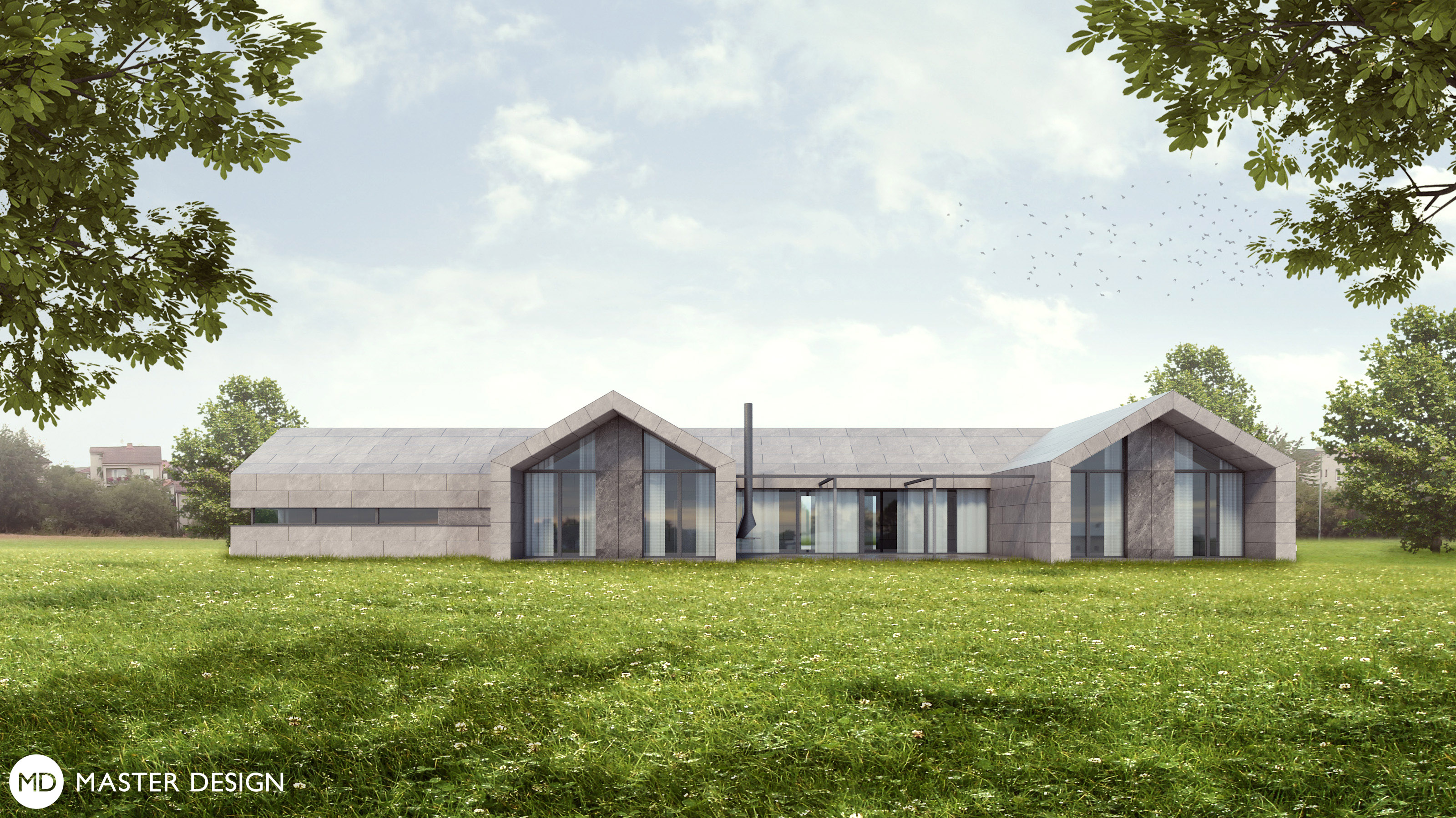 Compact luxury bungalow with a saddle roof - Klokoty Tábor - main visualisation Compact luxury bungalow with a saddle roof - Klokoty Tábor - main visualisation