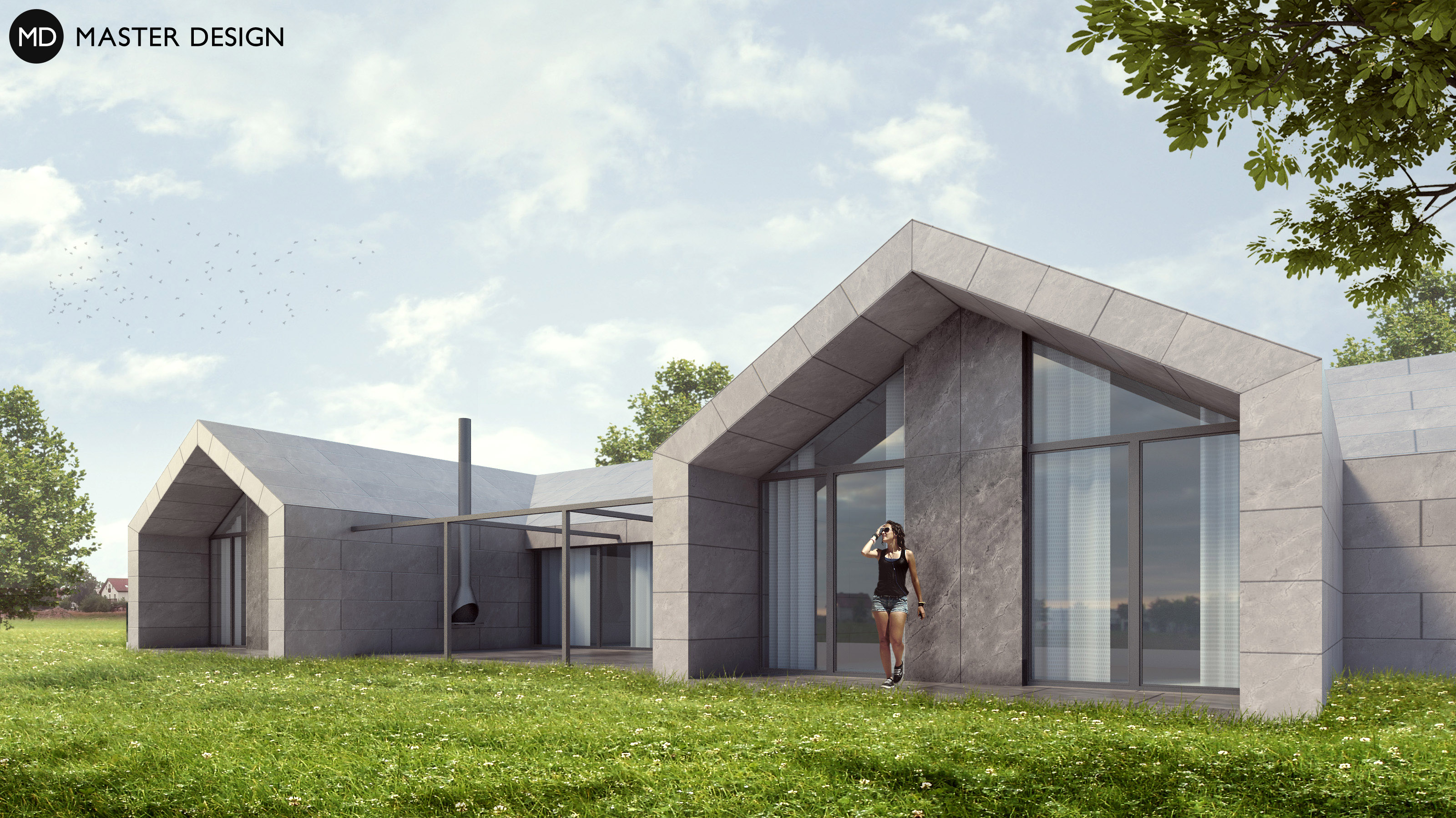 Compact luxury bungalow with a saddle roofKlokoty Tábor - visualisation2 Compact luxury bungalow with a saddle roofKlokoty Tábor - visualisation2