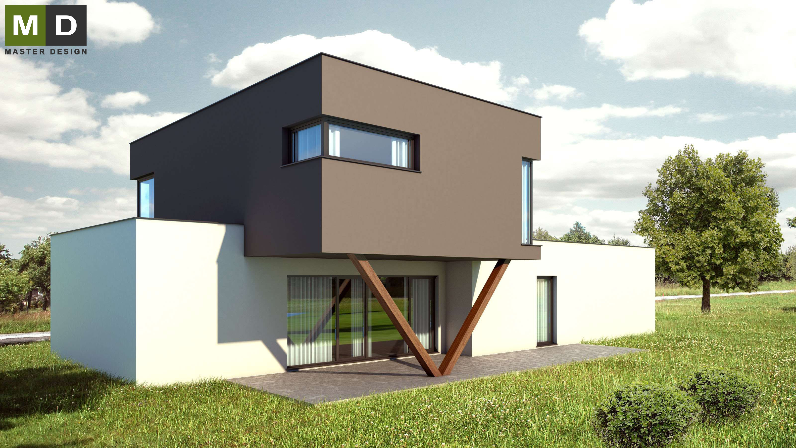 Two-storey passive house with a flat roof - Developer project to Switzerland - visualisation 2 Two-storey passive house with a flat roof - Developer project to Switzerland - visualisation 2