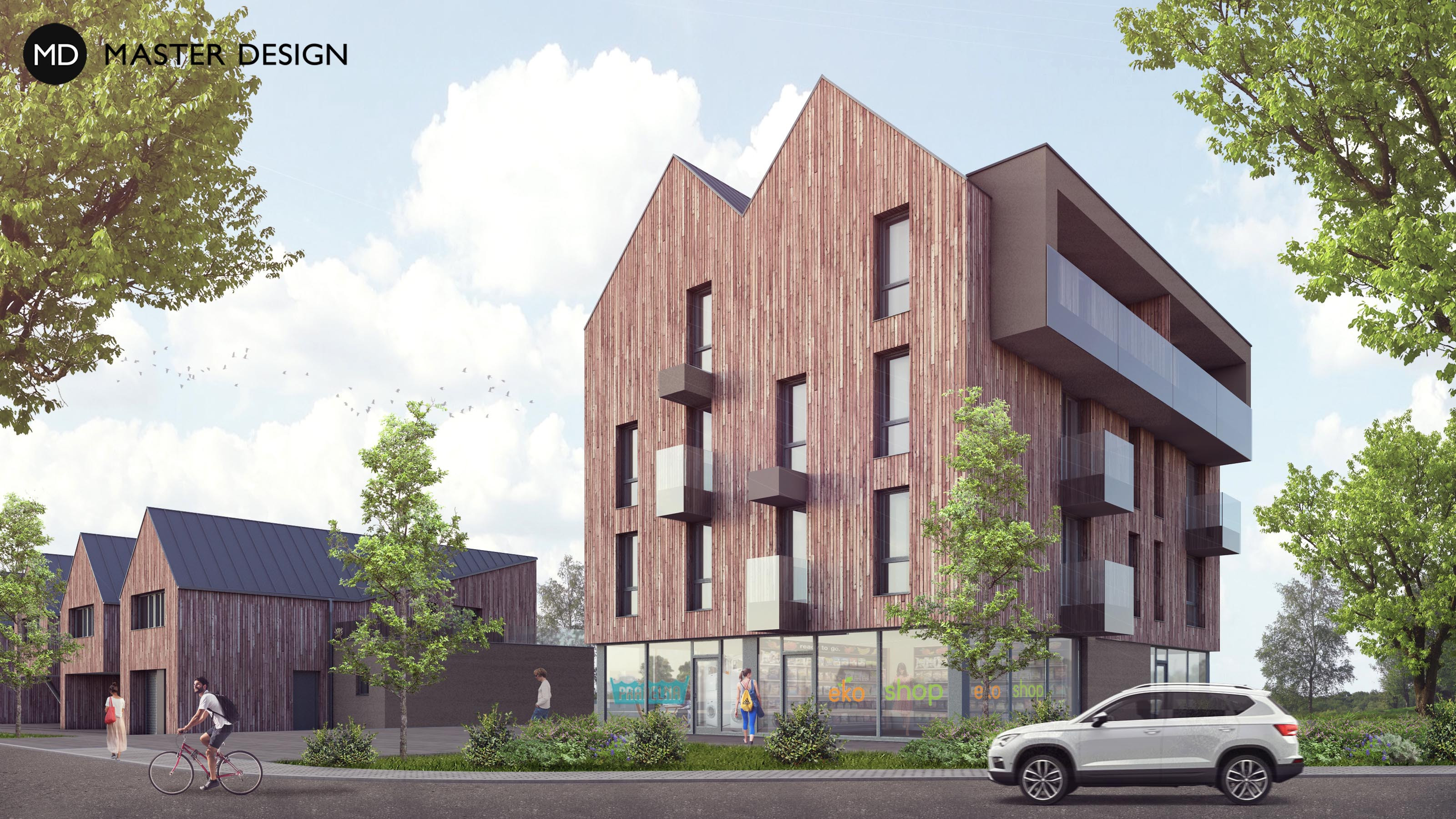 Housing development with terraced houses with wooden facades - Mladá Boleslav