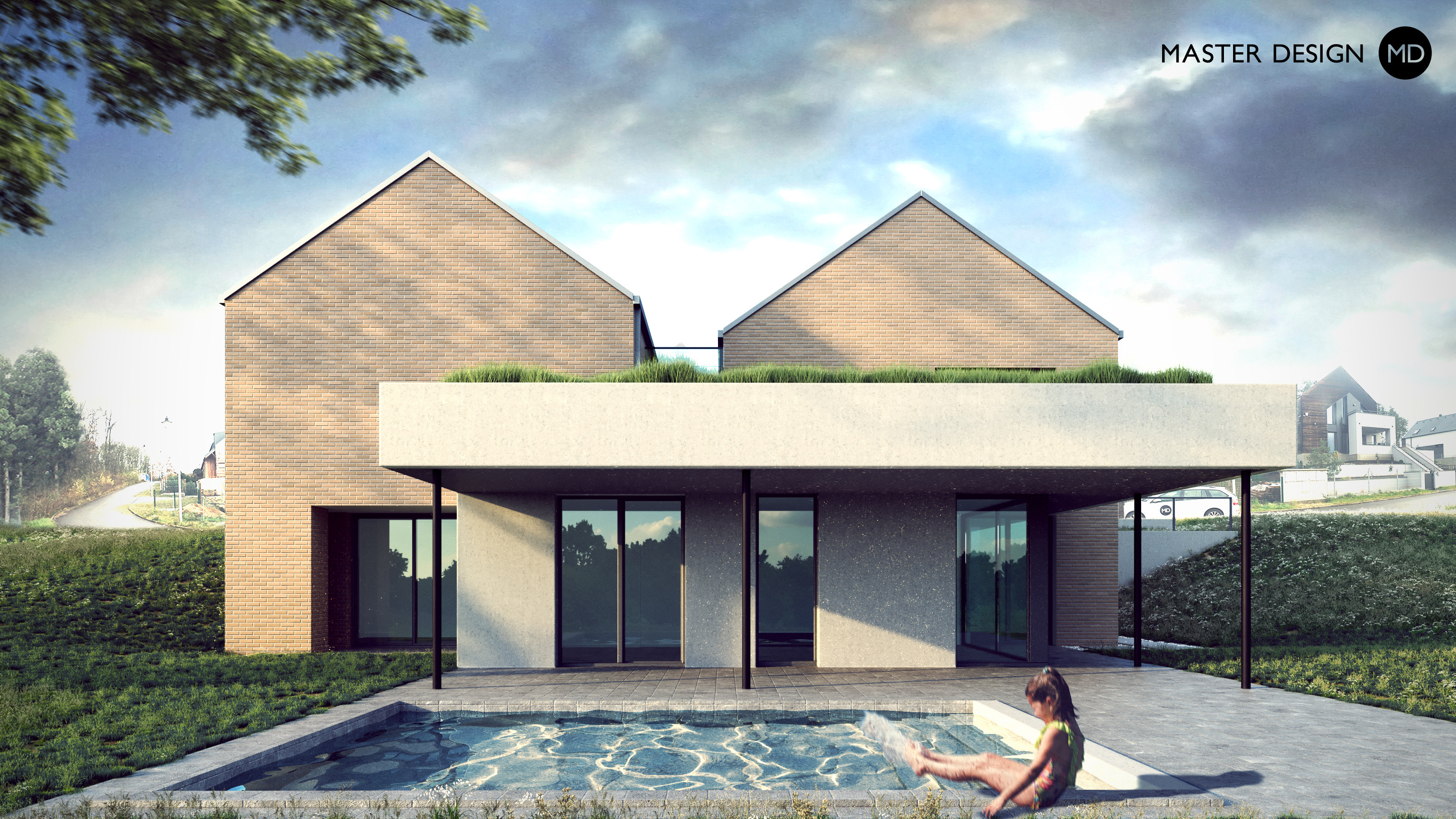 Two houses in one with pitched roof for doctor and nurseVysoký Újezd - visualisation2 Two houses in one with pitched roof for doctor and nurseVysoký Újezd - visualisation2