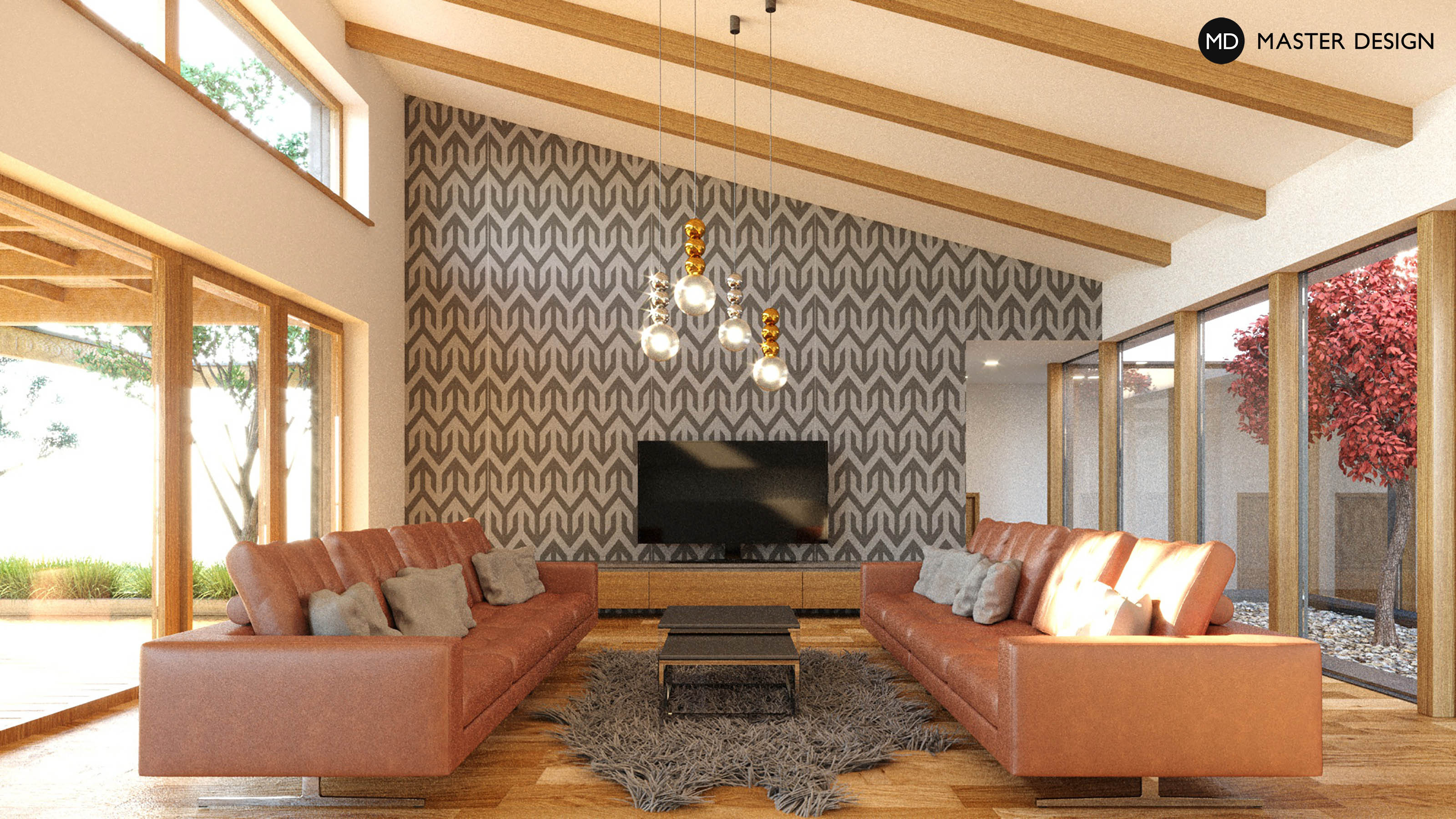 Interior of a single-family home with an atrium - Kanice
