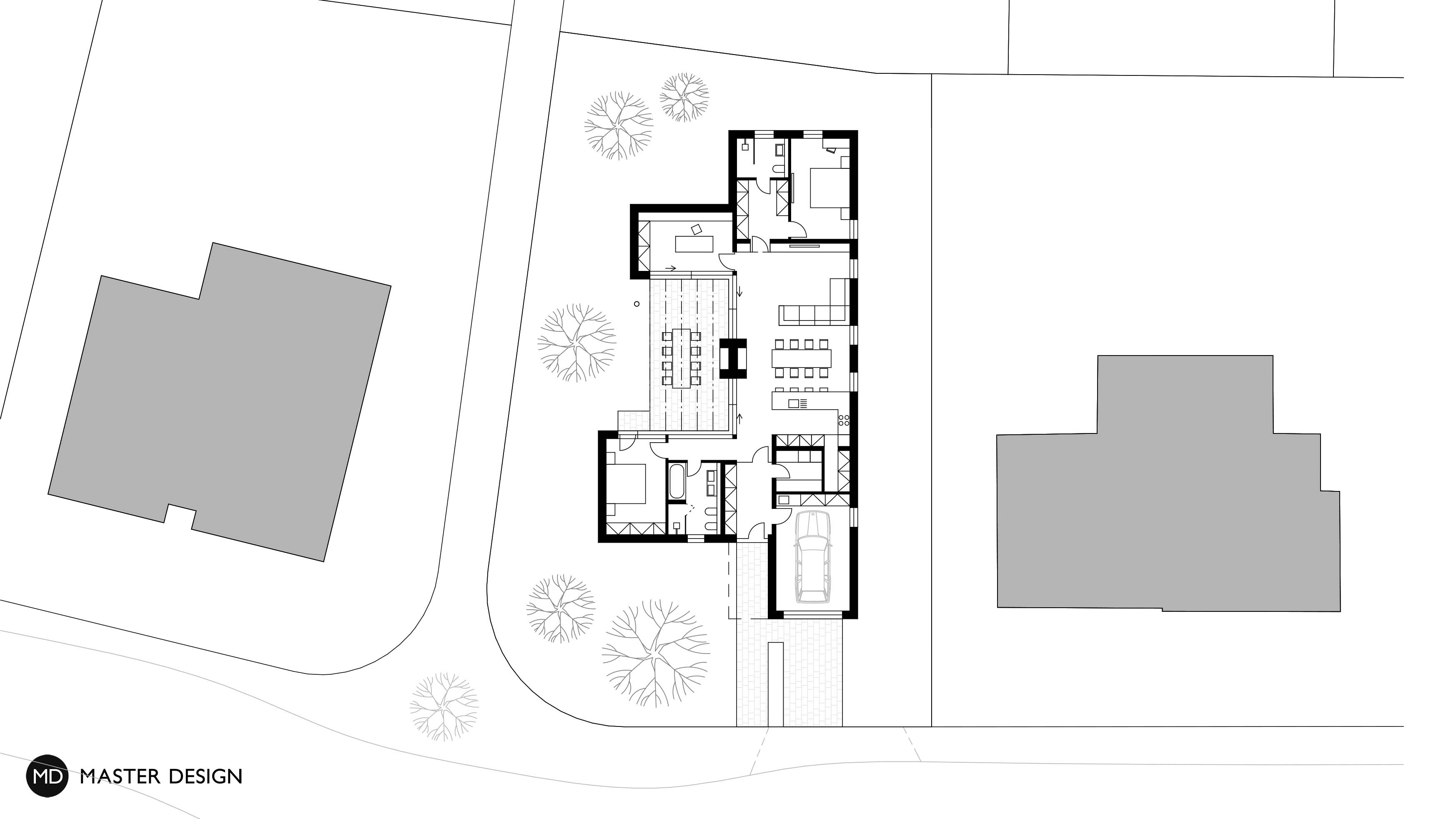Modern Bungalow with a Patio Hidden from the Neighbors - Újezd u Průhonic - visualisation 4 Modern Bungalow with a Patio Hidden from the Neighbors - Újezd u Průhonic - visualisation 4