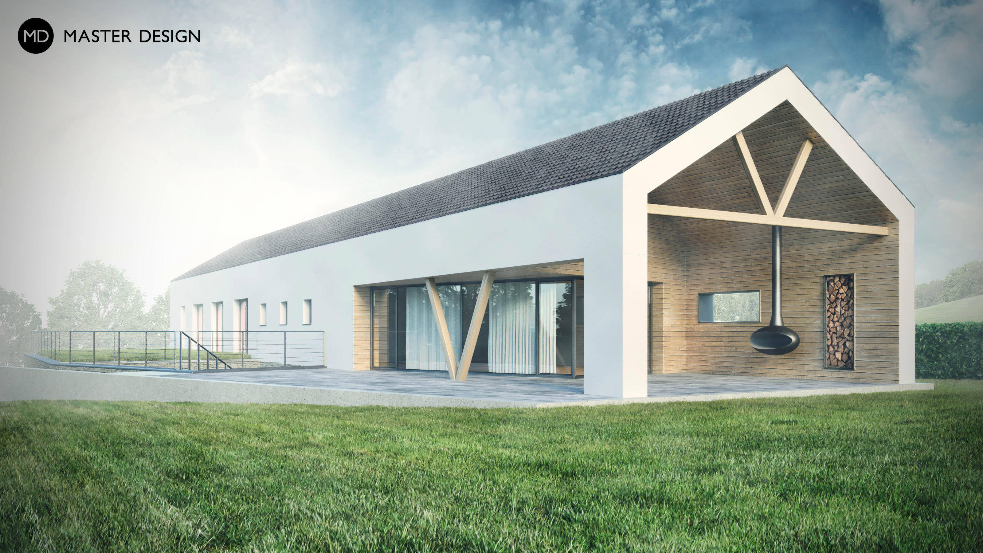 Modern Village House with Wellness with Recessed Atrium - Bruntál - main visualisation Modern Village House with Wellness with Recessed Atrium - Bruntál - main visualisation