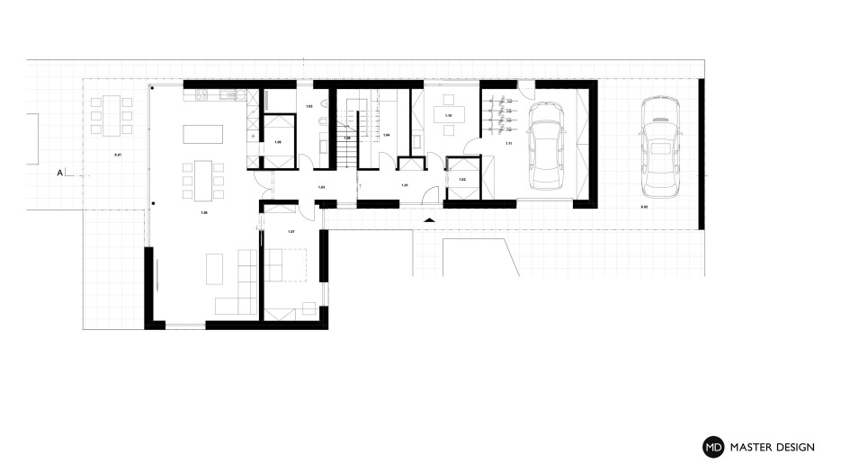 Family house for pilot wit black facade tilesPředměřice - visualisation2