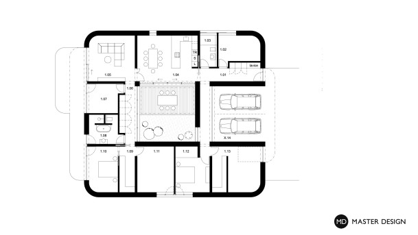 Atrium house with brick facadesPraha Libuš - visualisation3