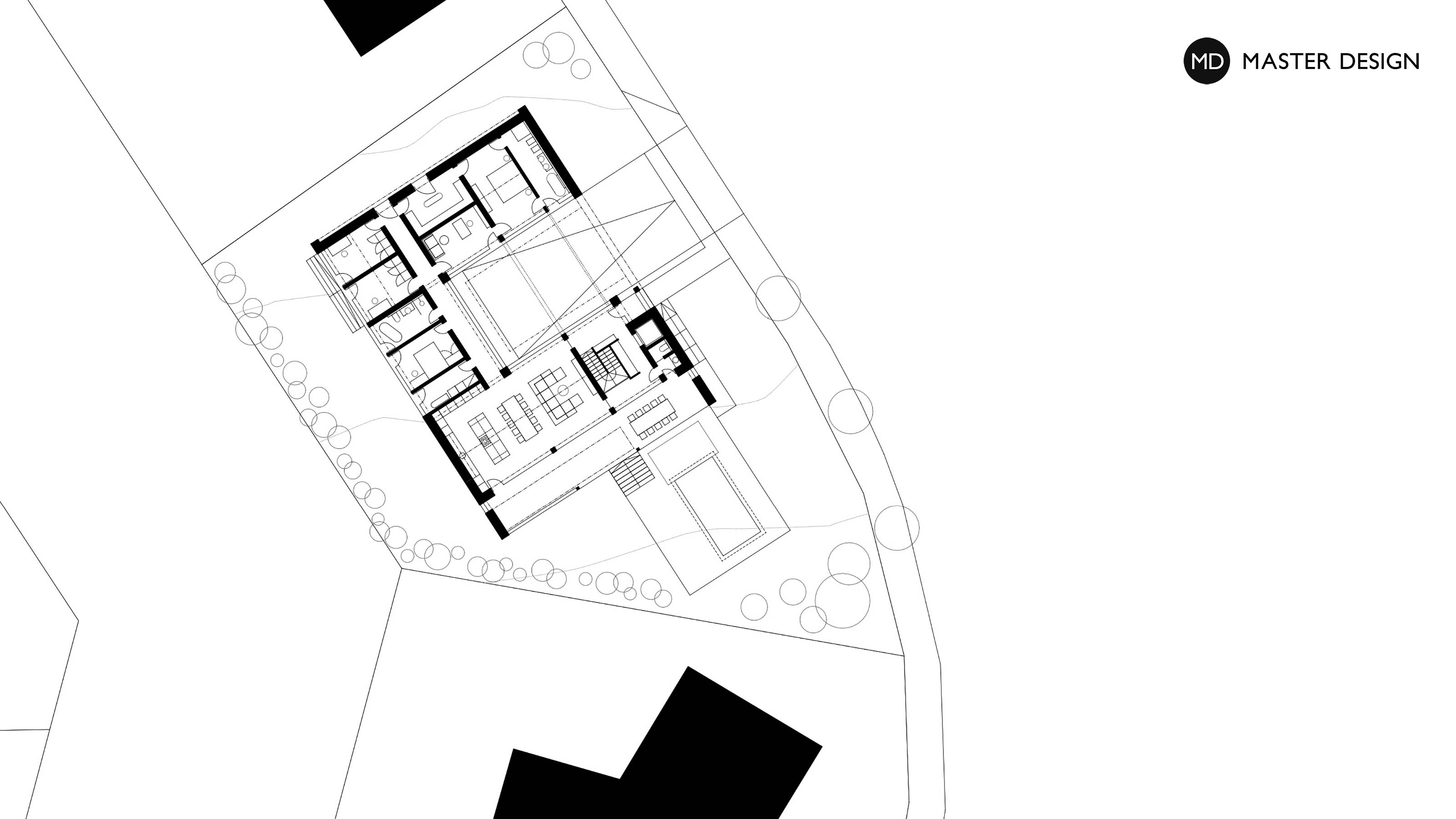 Bungalow with basement garages and travertine claddingLíšnice - visualisation3 Bungalow with basement garages and travertine claddingLíšnice - visualisation3