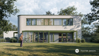 Functionalist house with green window frames - Praha - main visualisation