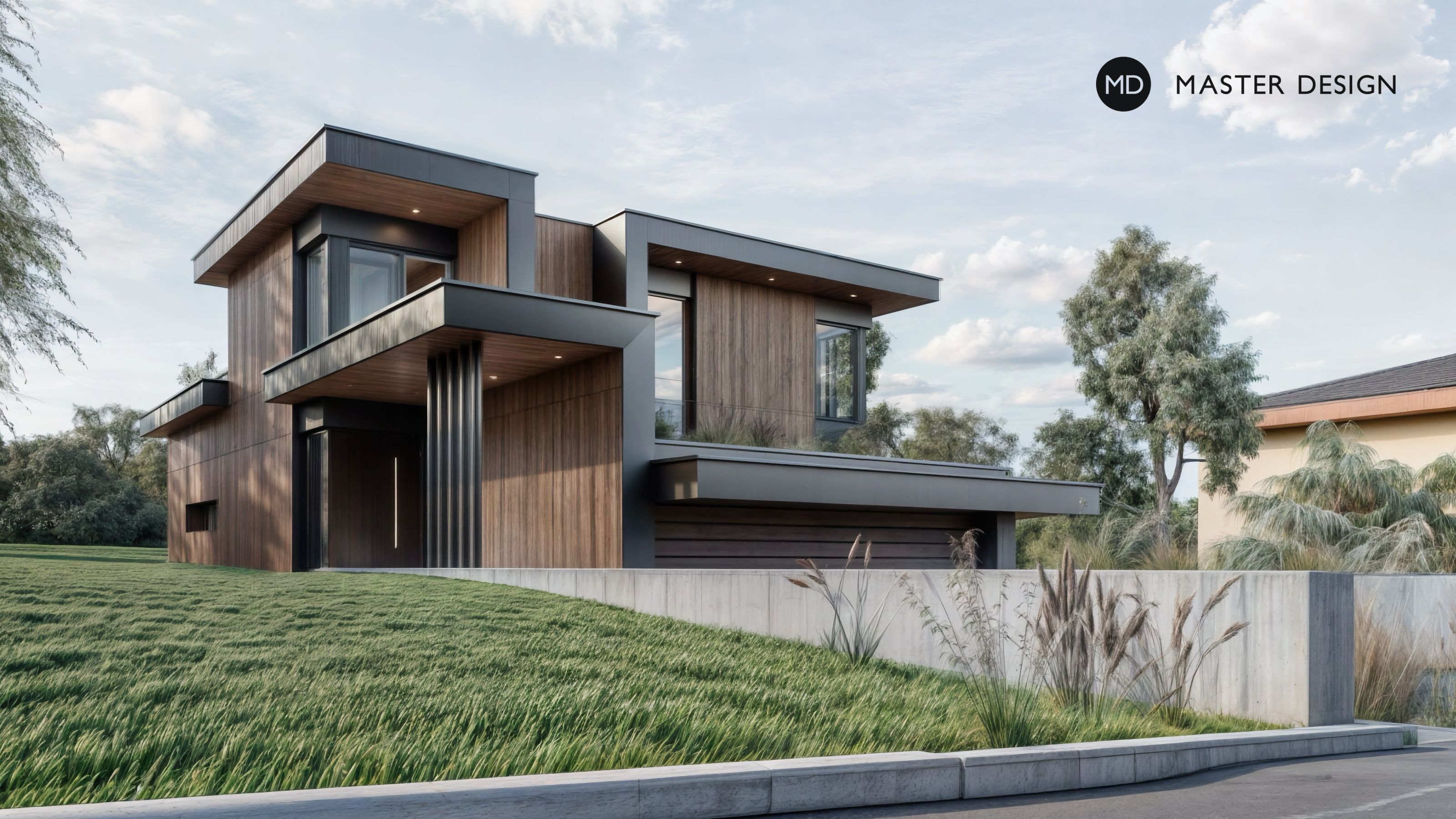 Three-story villa with large-format tiles - Praha - main visualisation Three-story villa with large-format tiles - Praha - main visualisation