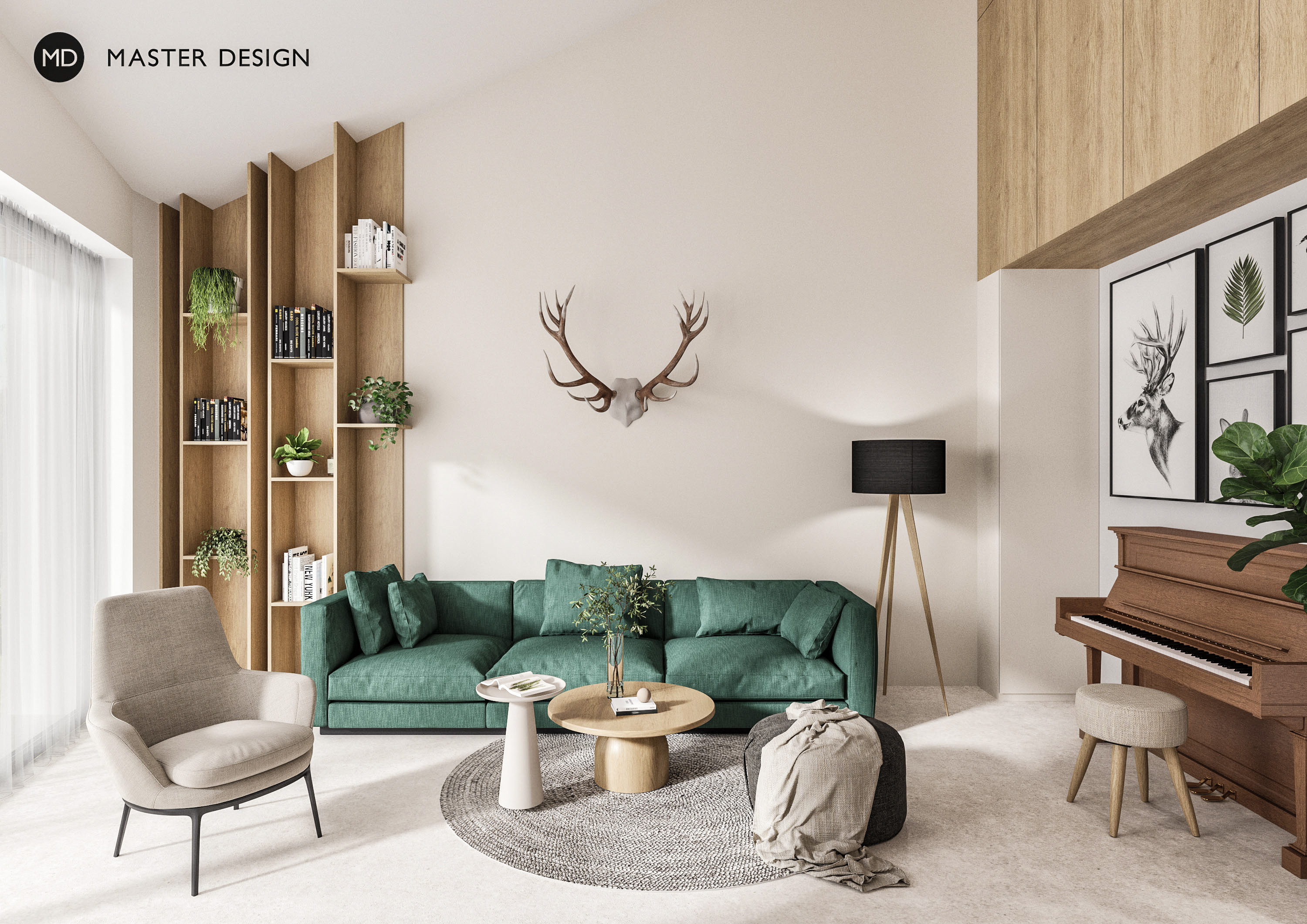 Interior with two-storey living room - Mníšek pod Brdy