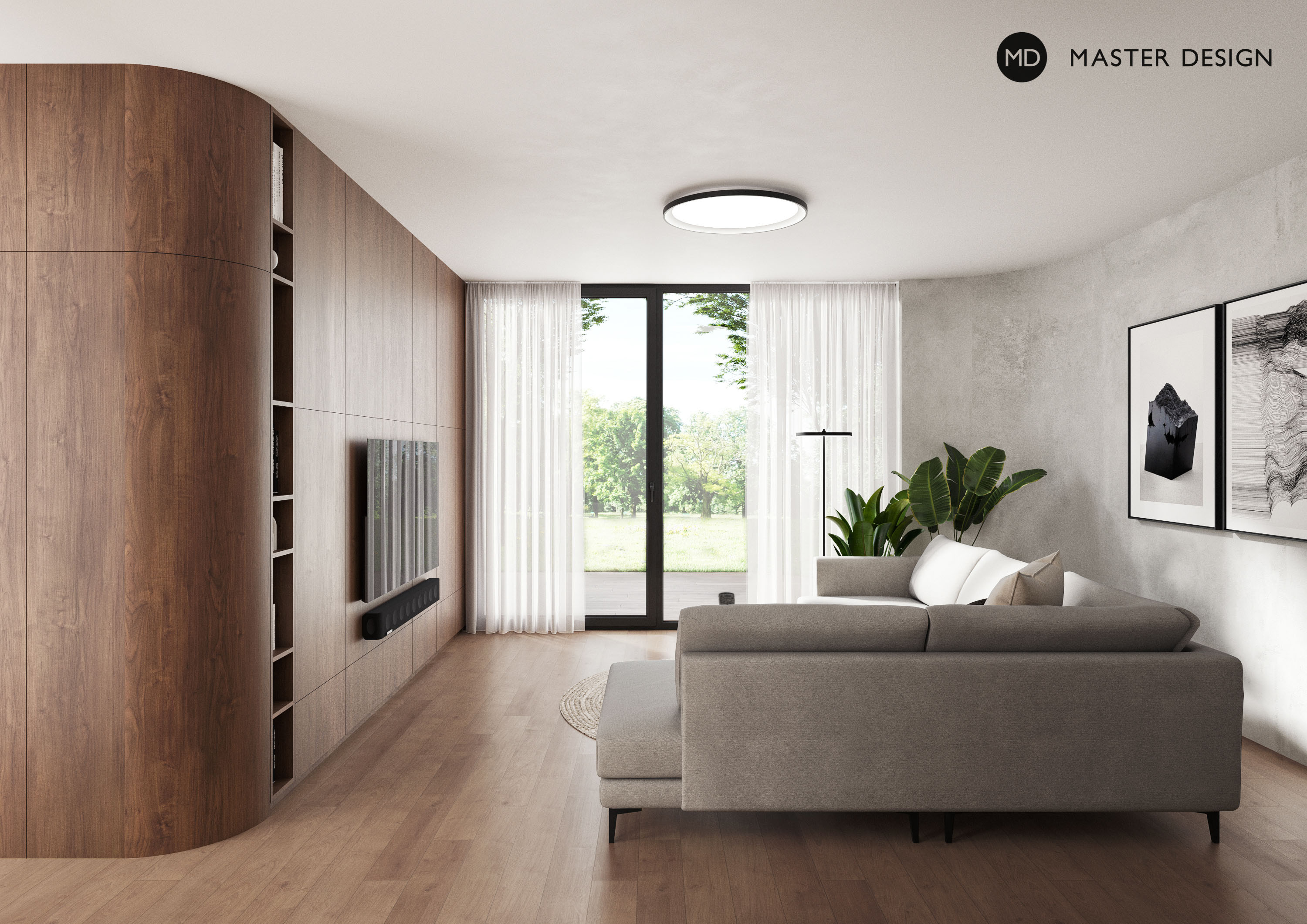 Modern house wooden interiorPraha Libuš - visualisation2 Modern house wooden interiorPraha Libuš - visualisation2