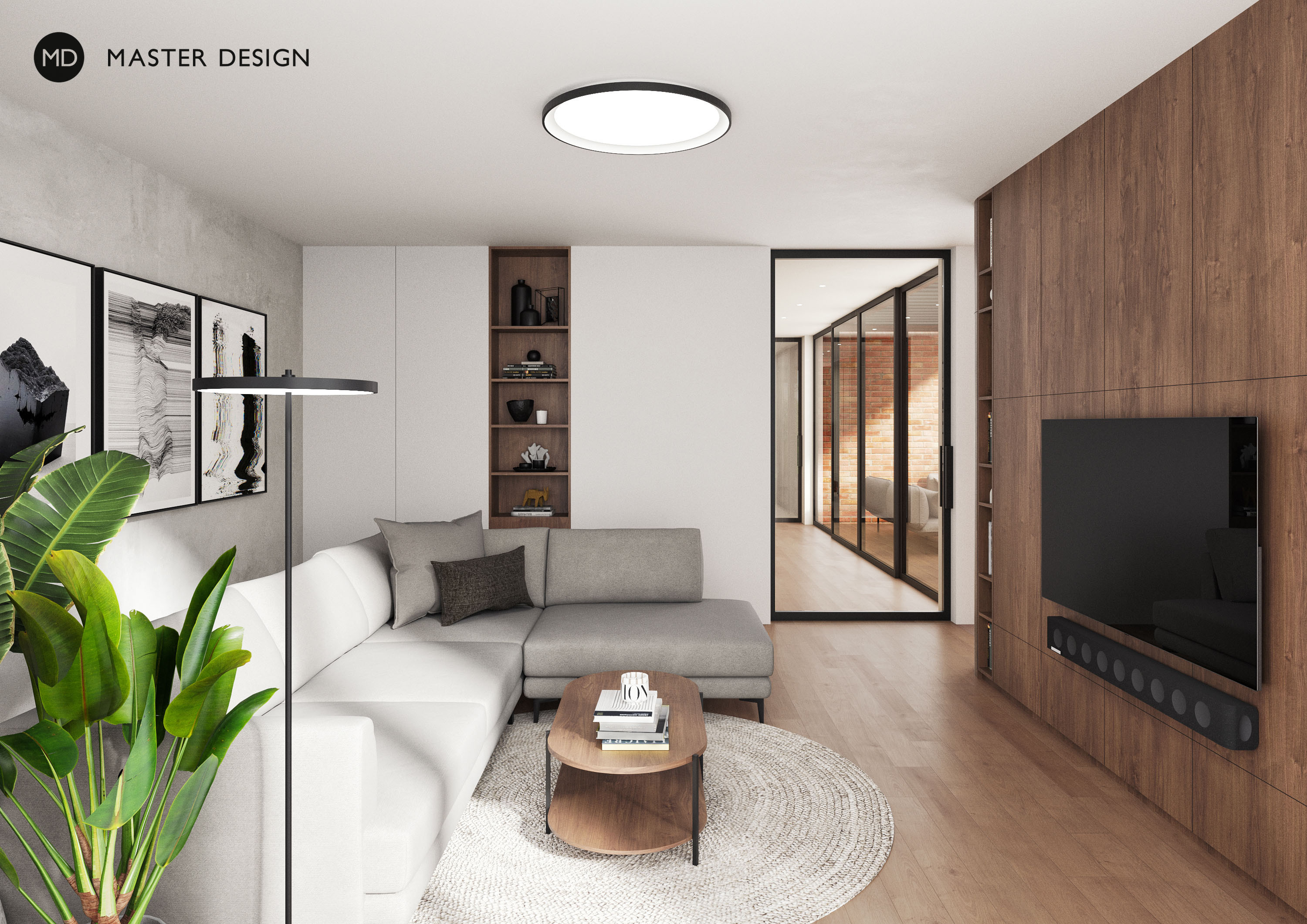 Modern house wooden interiorPraha Libuš - visualisation3 Modern house wooden interiorPraha Libuš - visualisation3