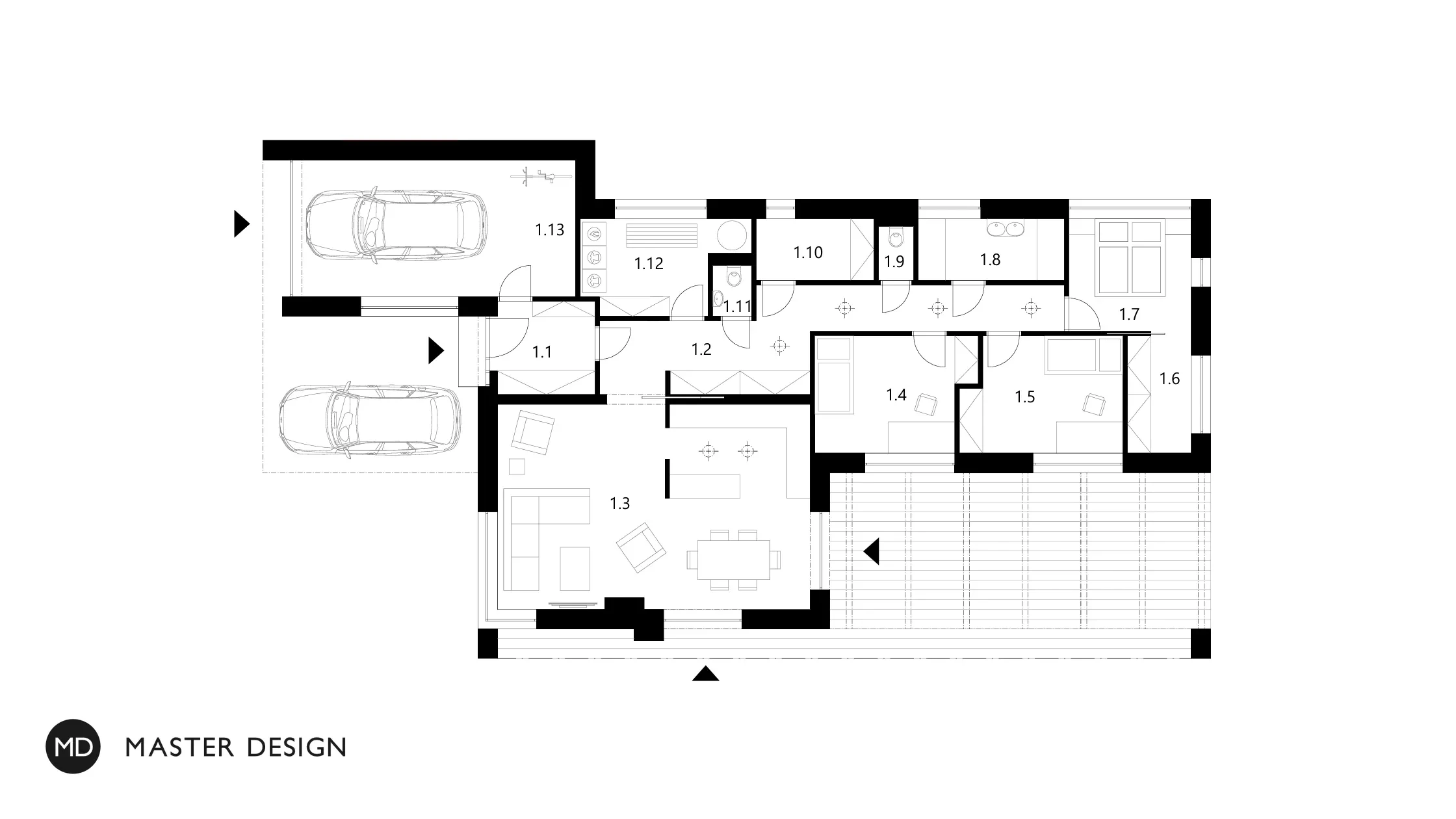 Low energy bungalow with a flat roof rack - Děhylov u Ostravy - visualisation 4 Low energy bungalow with a flat roof rack - Děhylov u Ostravy - visualisation 4