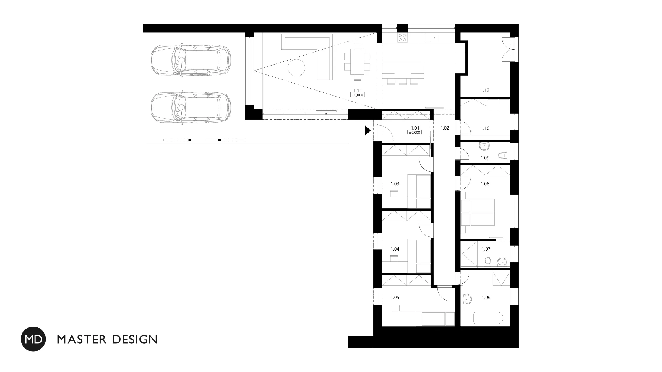 Elegant ground floor L-shaped bungalow with a flat roofPolanka nad Odrou - visualisation5 Elegant ground floor L-shaped bungalow with a flat roofPolanka nad Odrou - visualisation5
