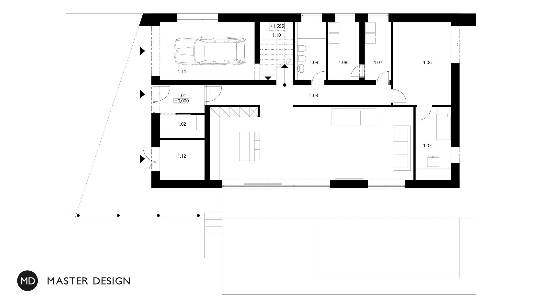 Low-cost house with a large covered terrace - Horní Soběšovice - visualisation 5 Low-cost house with a large covered terrace - Horní Soběšovice - visualisation 5