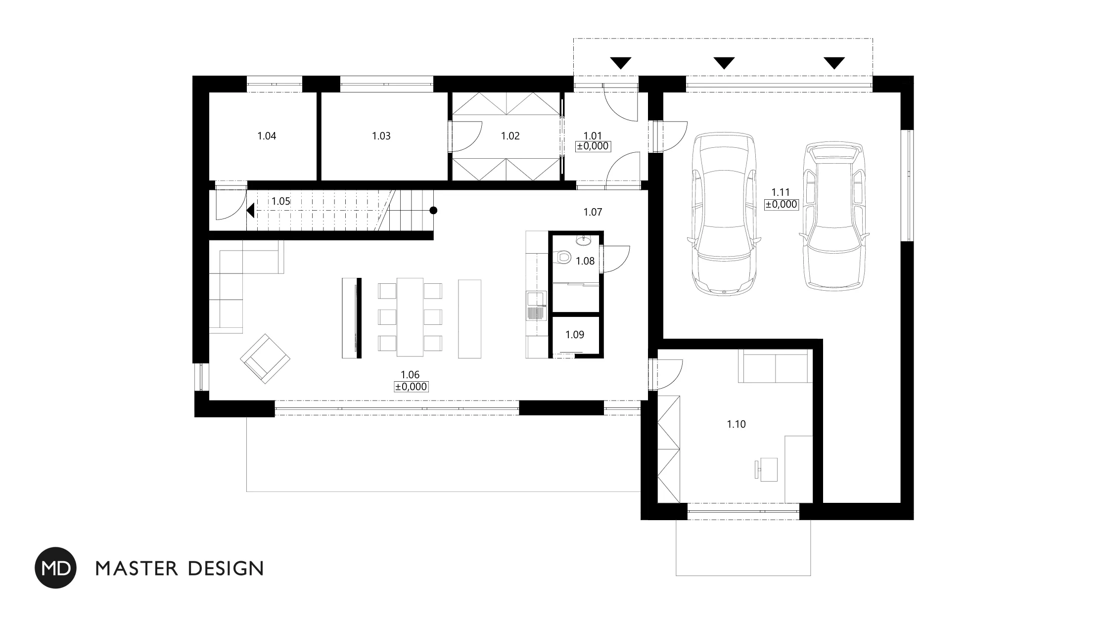 White low-energy house with a flat roofPraha Dolní Chabry - visualisation5 White low-energy house with a flat roofPraha Dolní Chabry - visualisation5