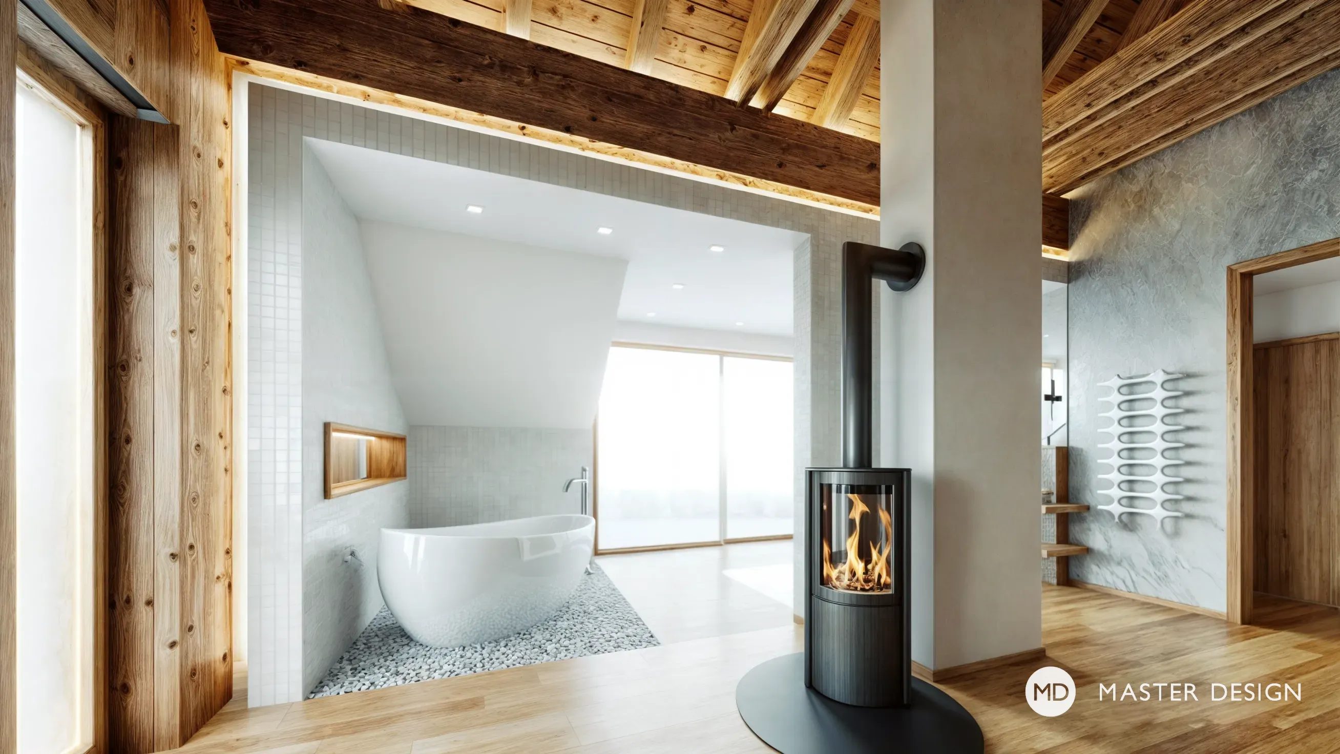 Mountain pension interiors with roof apartmentsRakousko Turrach - visualisation4 Mountain pension interiors with roof apartmentsRakousko Turrach - visualisation4