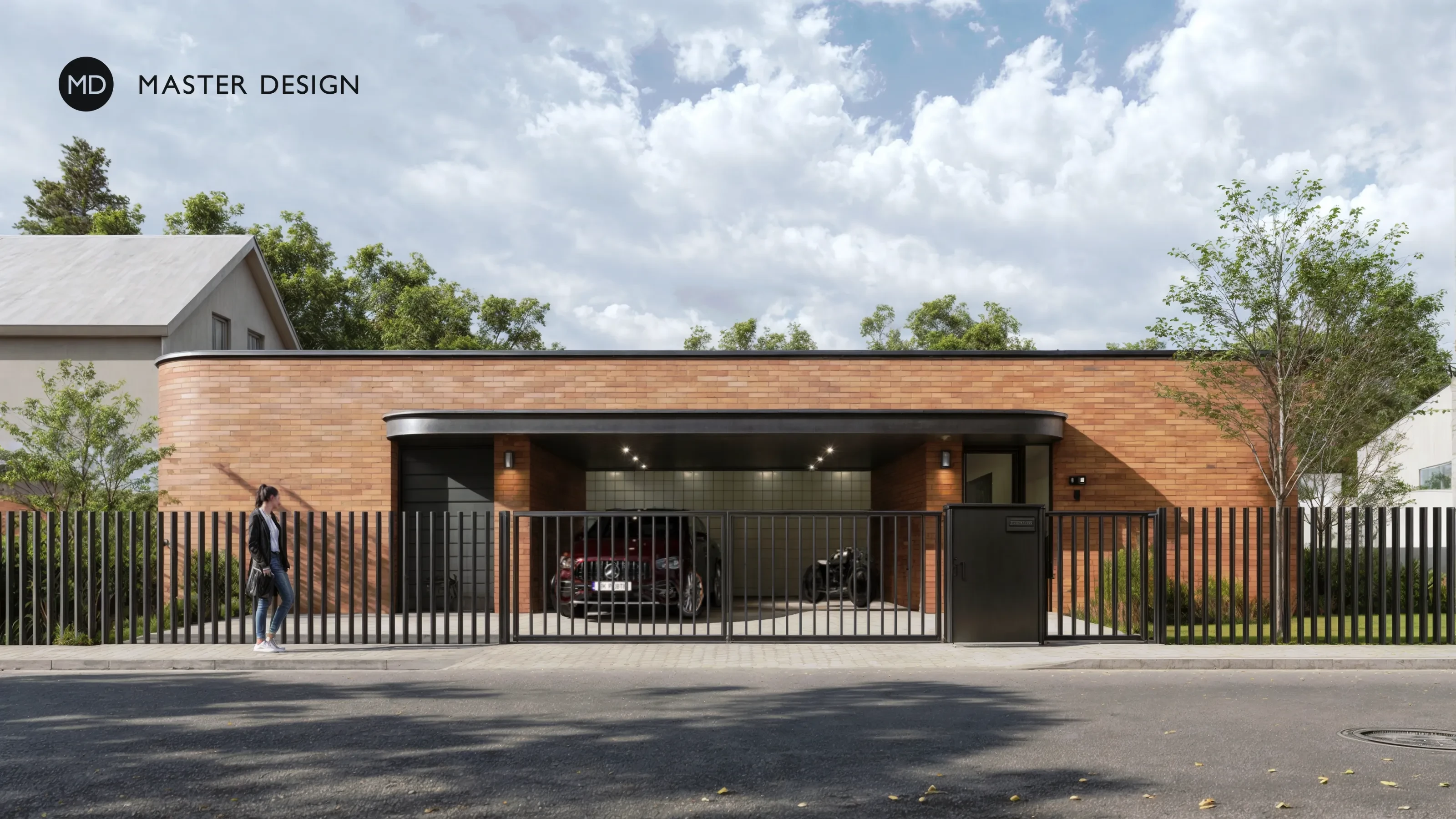 Atrium house with brick facadesPraha Libuš - visualisation2 Atrium house with brick facadesPraha Libuš - visualisation2