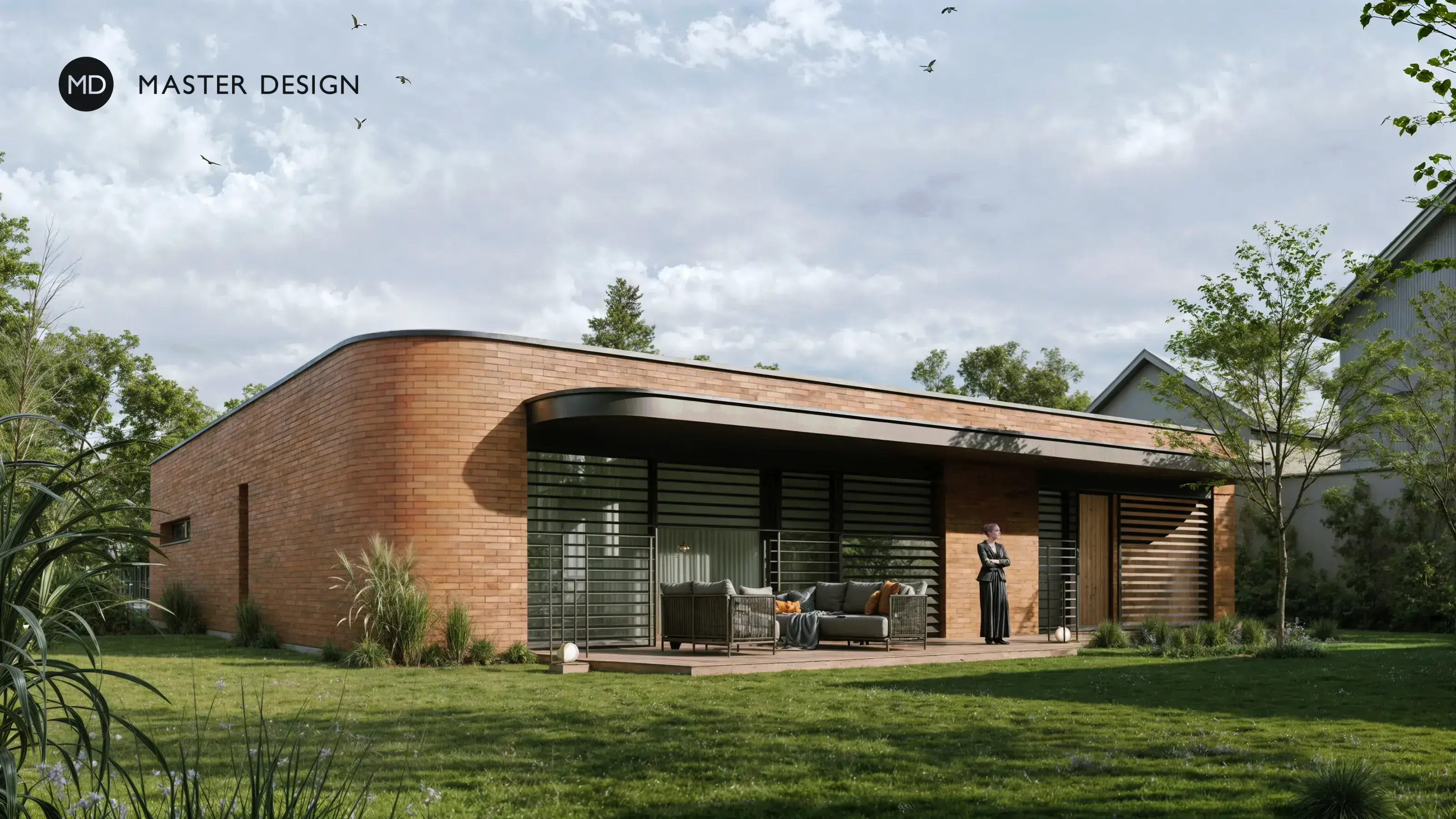 Atrium house with brick facades - Praha Libuš - main visualisation