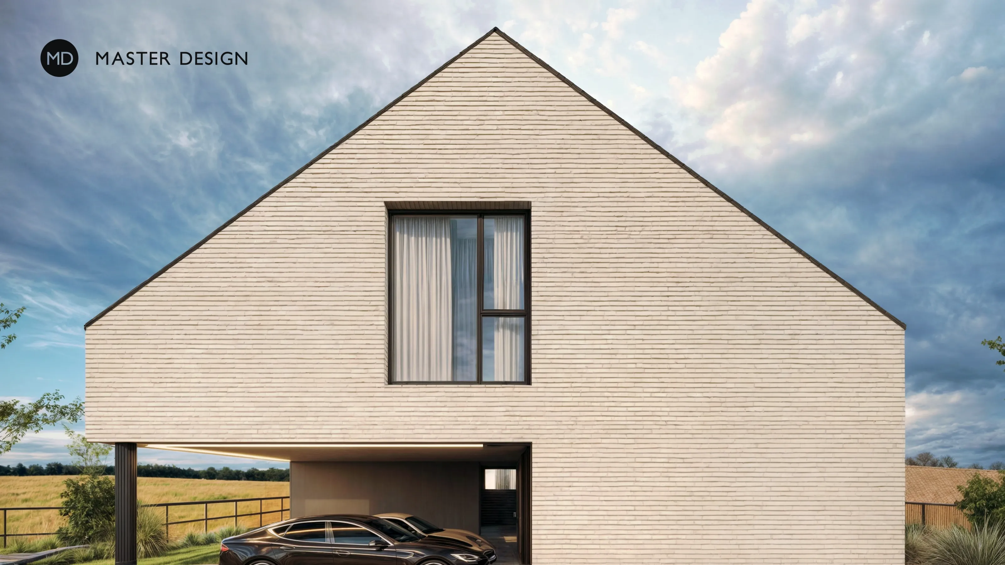 Compact House with Brick Cladding and Pitched RoofHoroměřice - visualisation2 Compact House with Brick Cladding and Pitched RoofHoroměřice - visualisation2