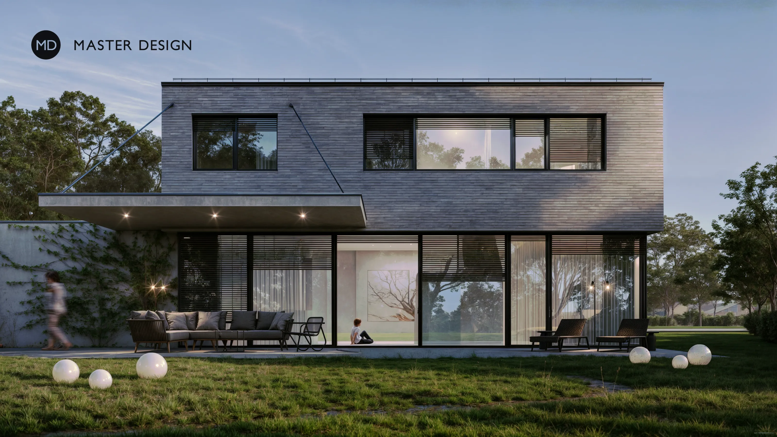 Family House with a Facade Made of Brick Strips - Roztoky u Prahy - main visualisation Family House with a Facade Made of Brick Strips - Roztoky u Prahy - main visualisation