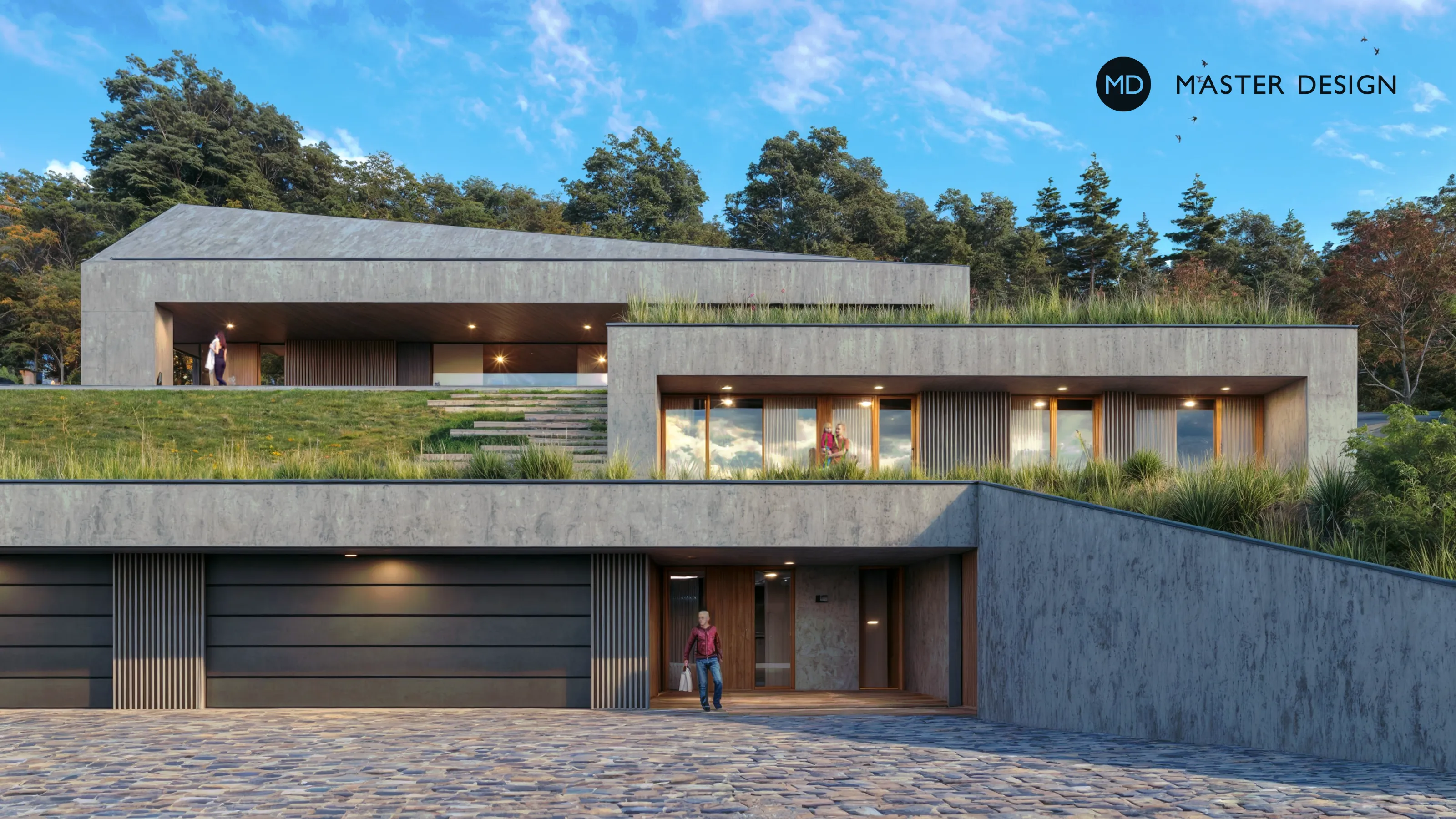 Three-storey Concrete Villa Hidden on a SlopeLibčice - visualisation2 Three-storey Concrete Villa Hidden on a SlopeLibčice - visualisation2