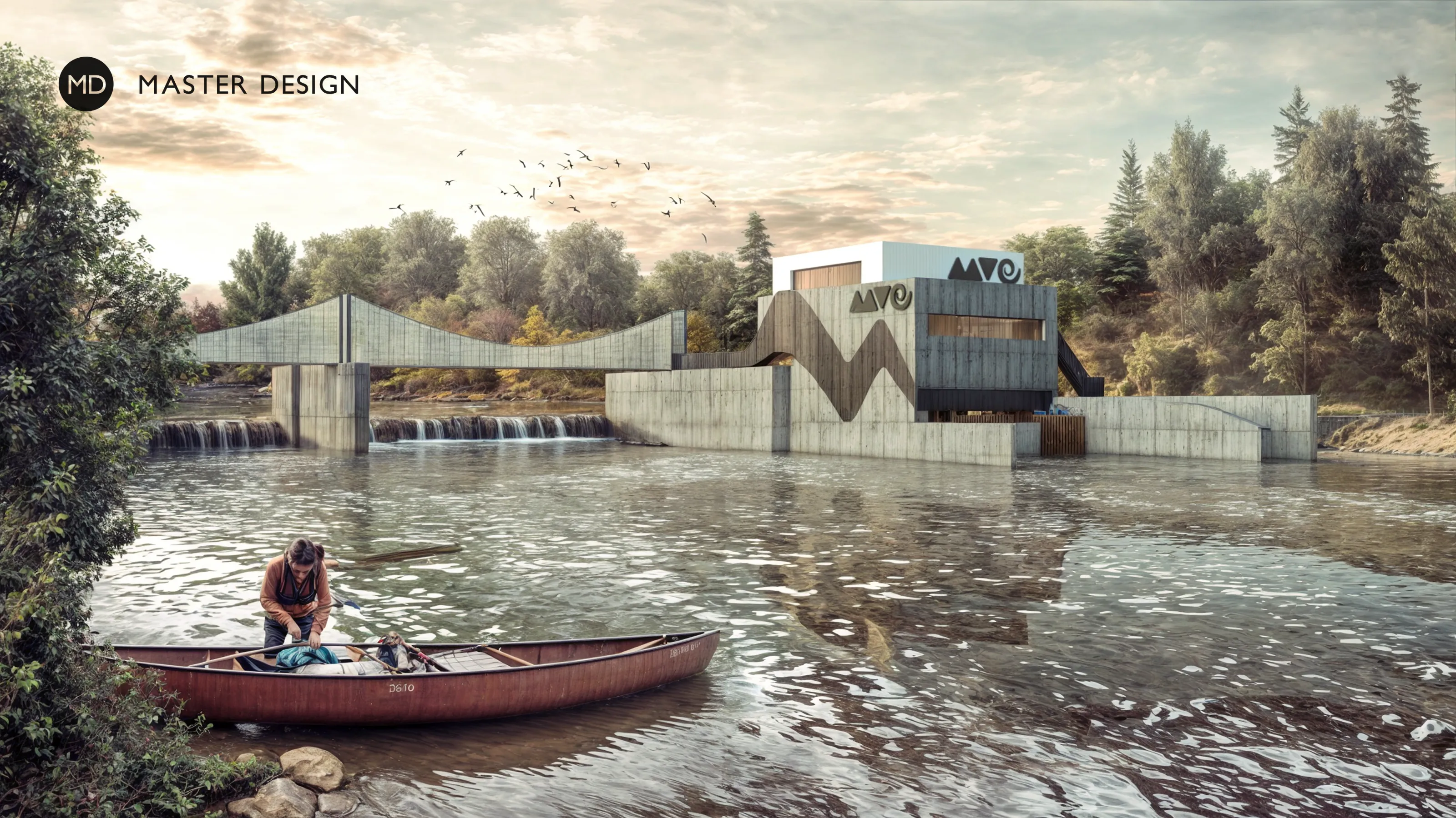 Hydroelectric power station with own water waveDubina - visualisation2 Hydroelectric power station with own water waveDubina - visualisation2