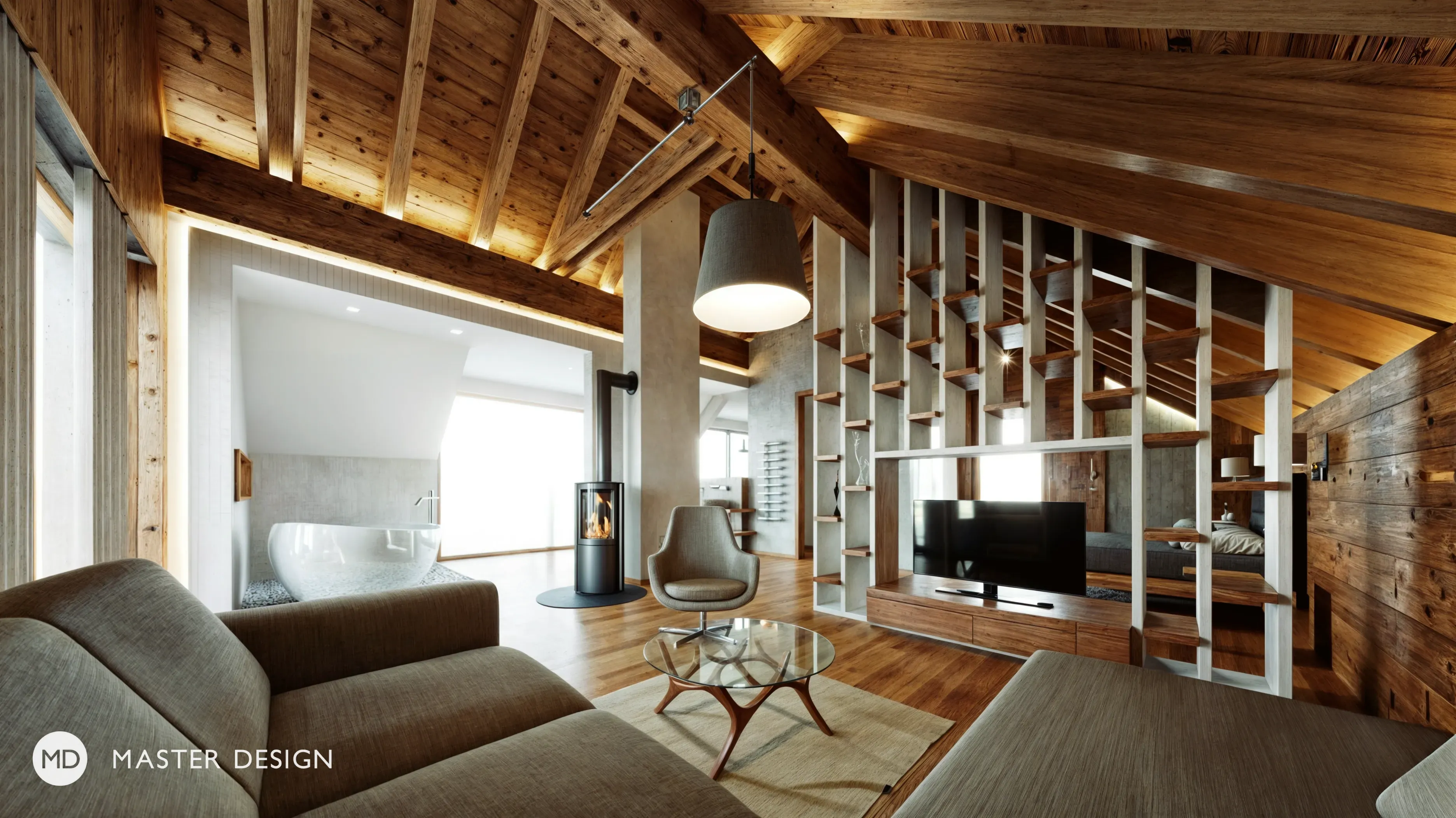 Mountain pension interiors with roof apartments - Rakousko Turrach - main visualisation