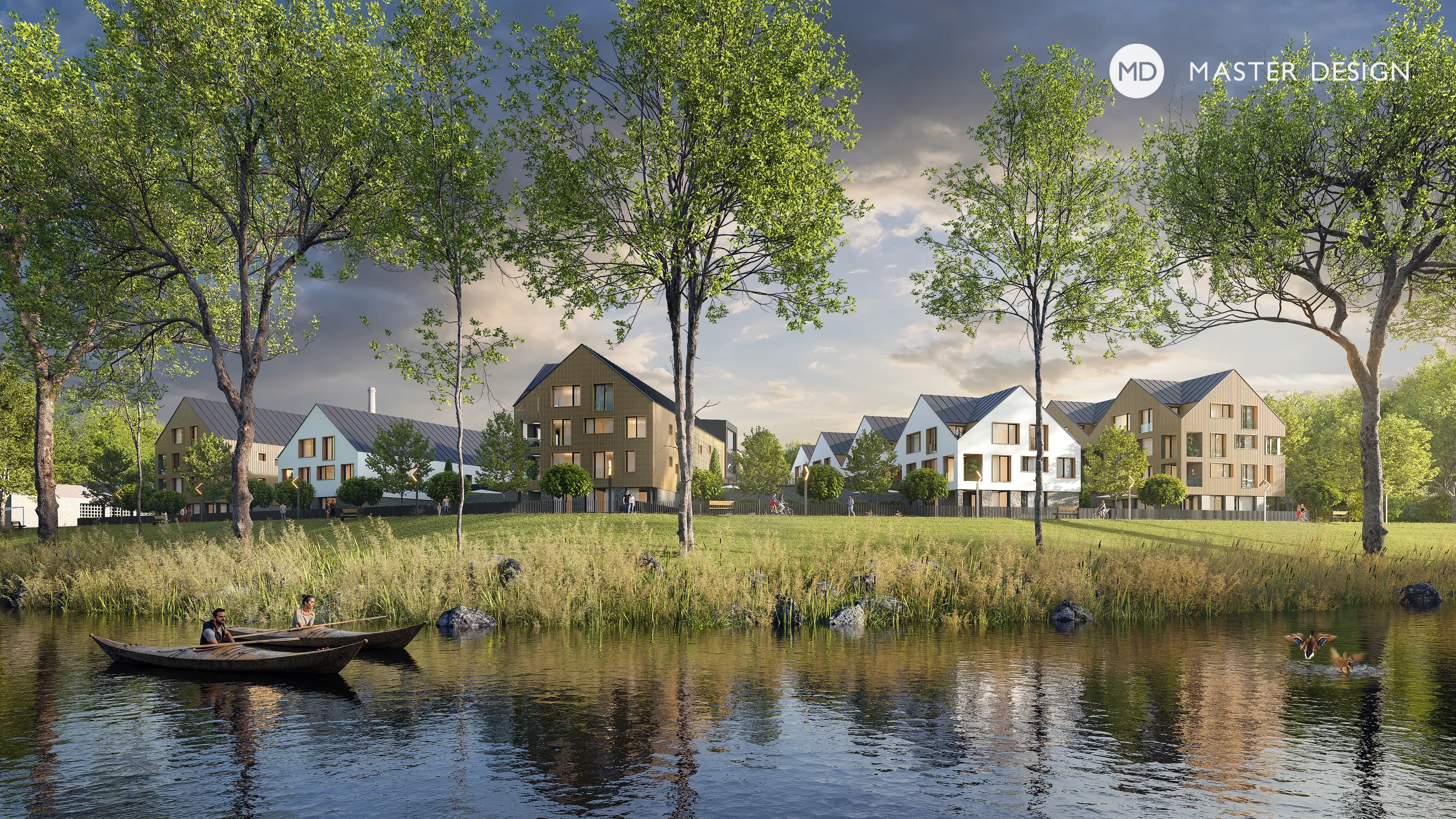 Development project of apartment buildings and townhouses by the river - Ostravice