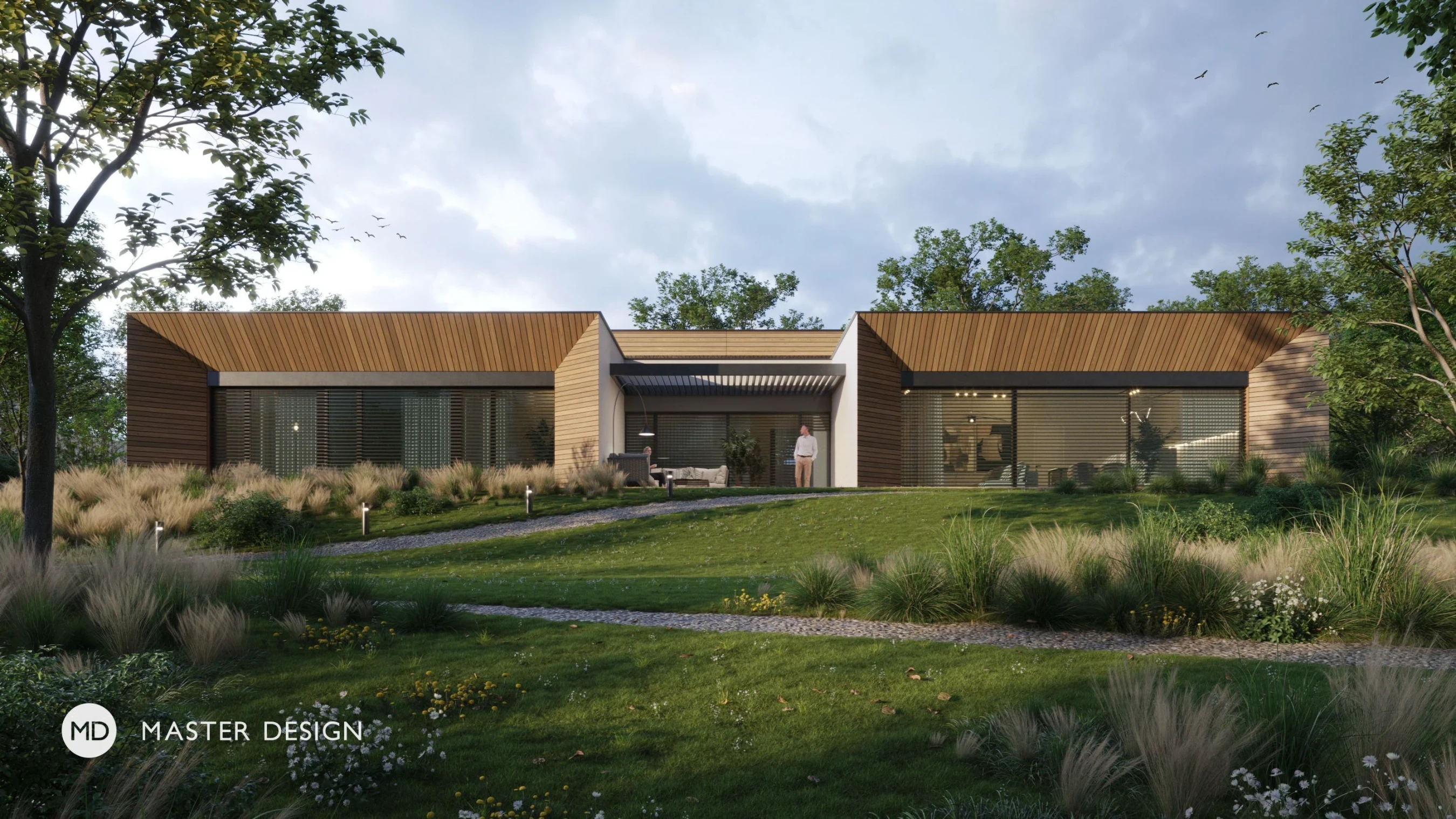 Typical house on a slope with an atrium - Turnkey house - preview