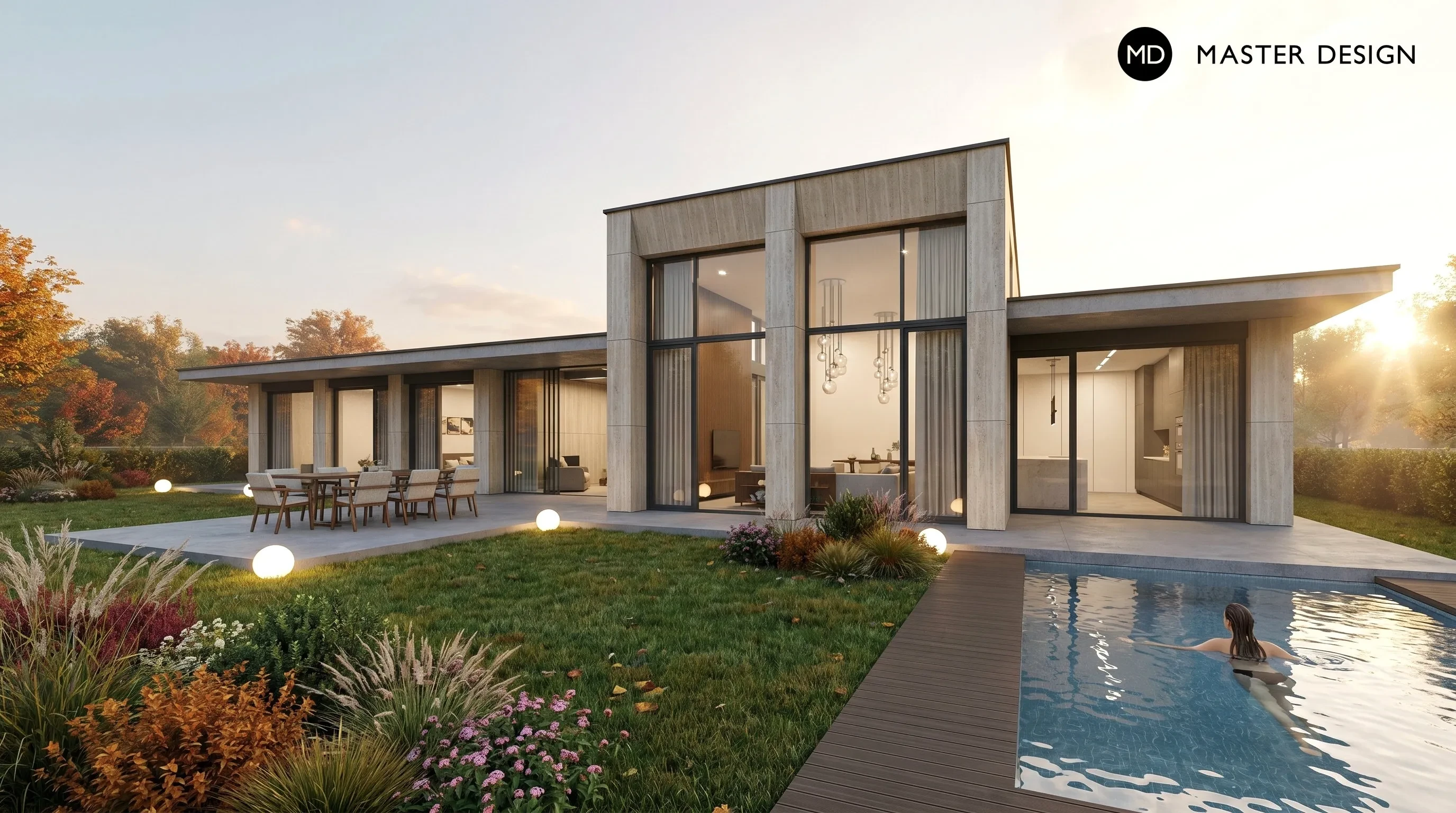A modern villa clad in travertine - Rychvald - preview