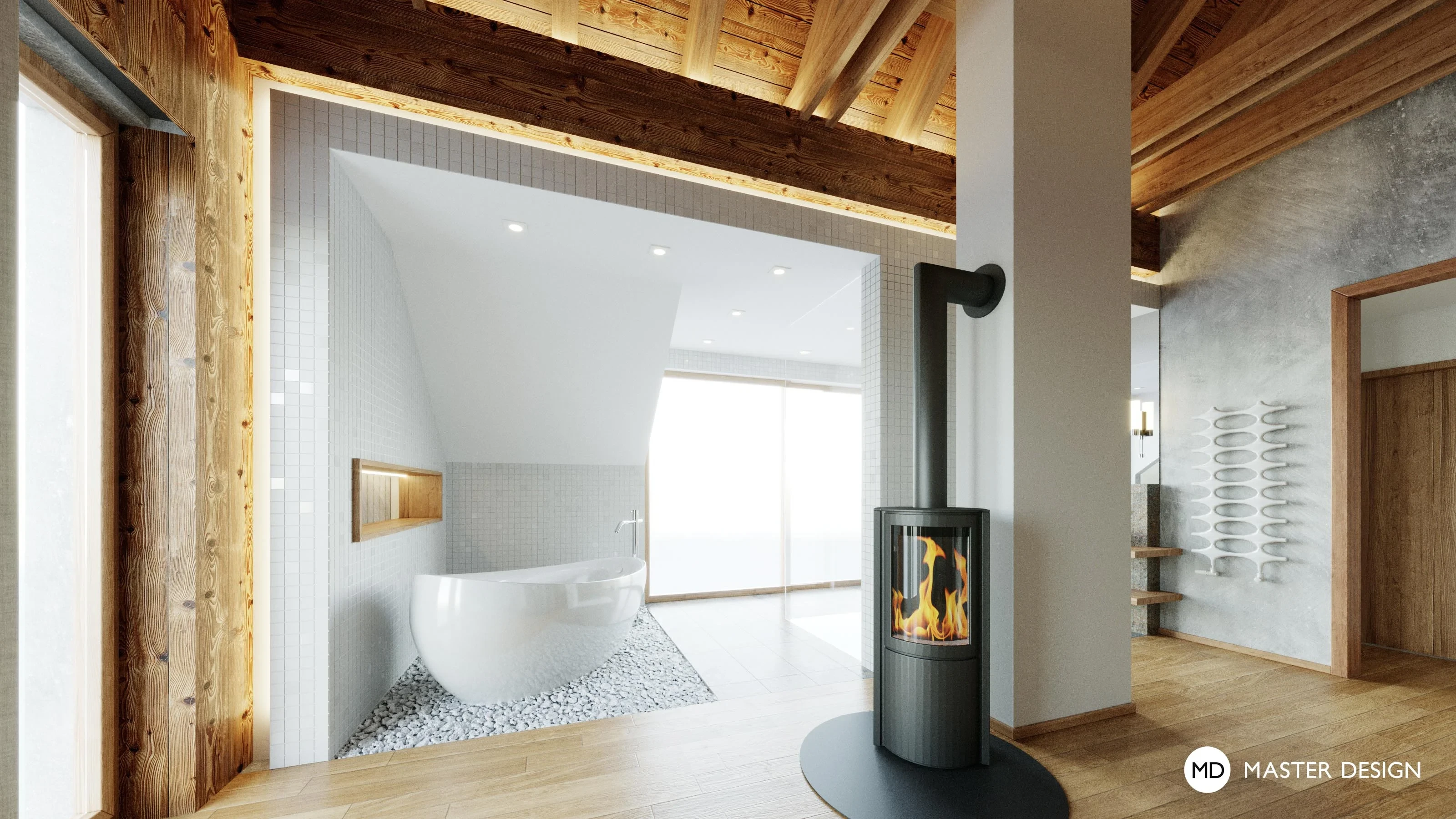 Mountain pension interiors with roof apartmentsAustria Turrach - visualisation4 Mountain pension interiors with roof apartmentsAustria Turrach - visualisation4