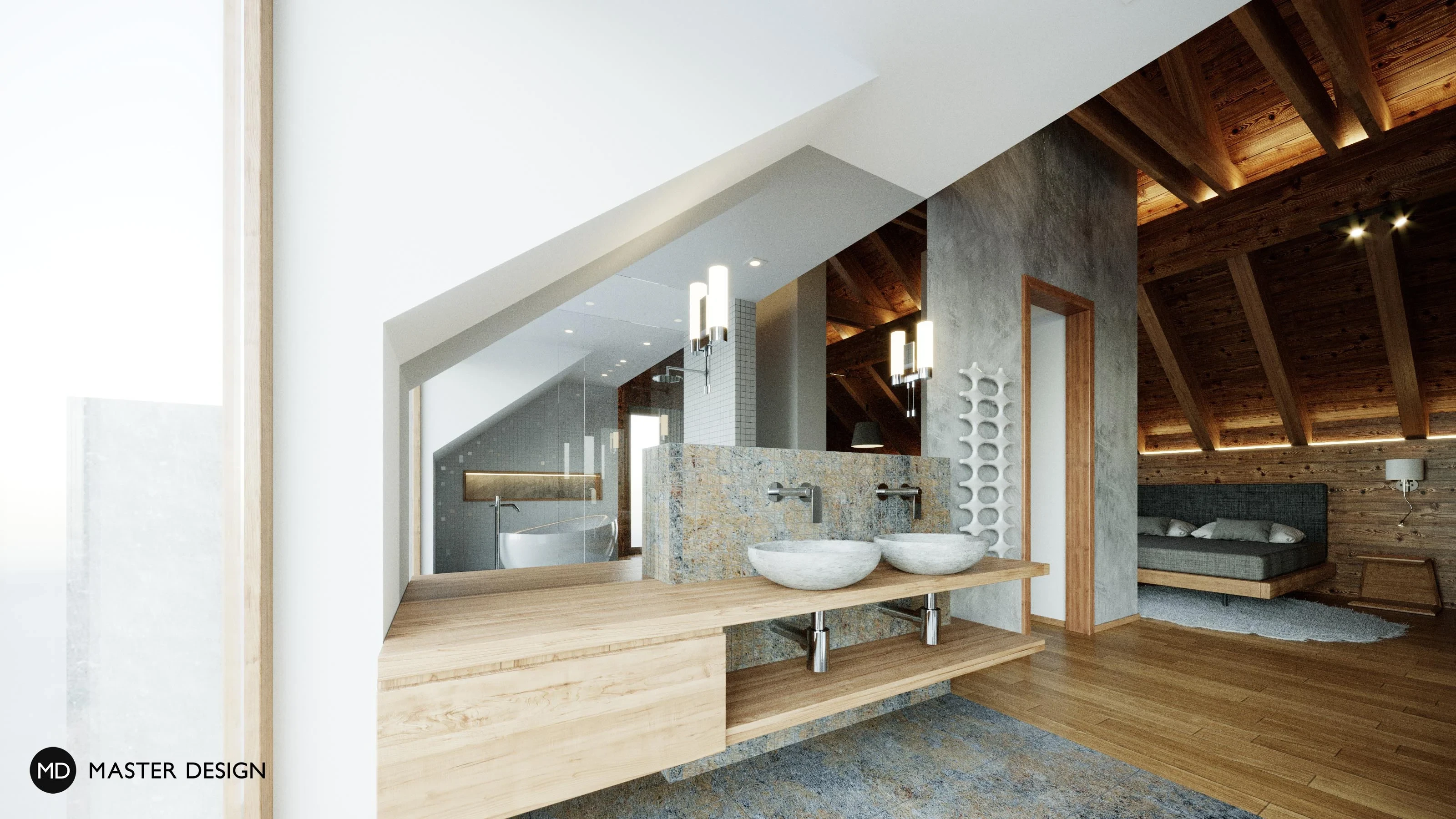 Mountain pension interiors with roof apartmentsAustria Turrach - visualisation5 Mountain pension interiors with roof apartmentsAustria Turrach - visualisation5