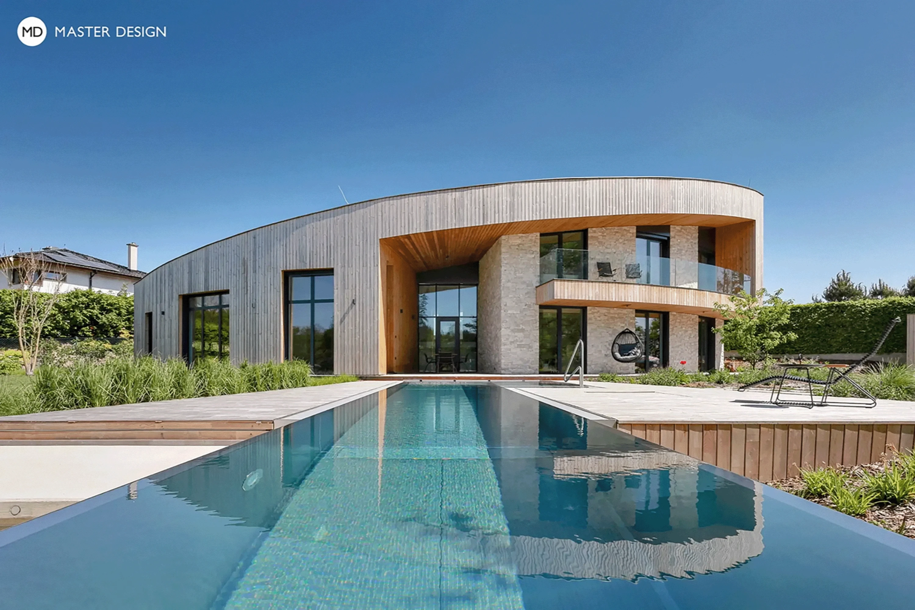 Luxury arched house with wooden facades - Ostrava
